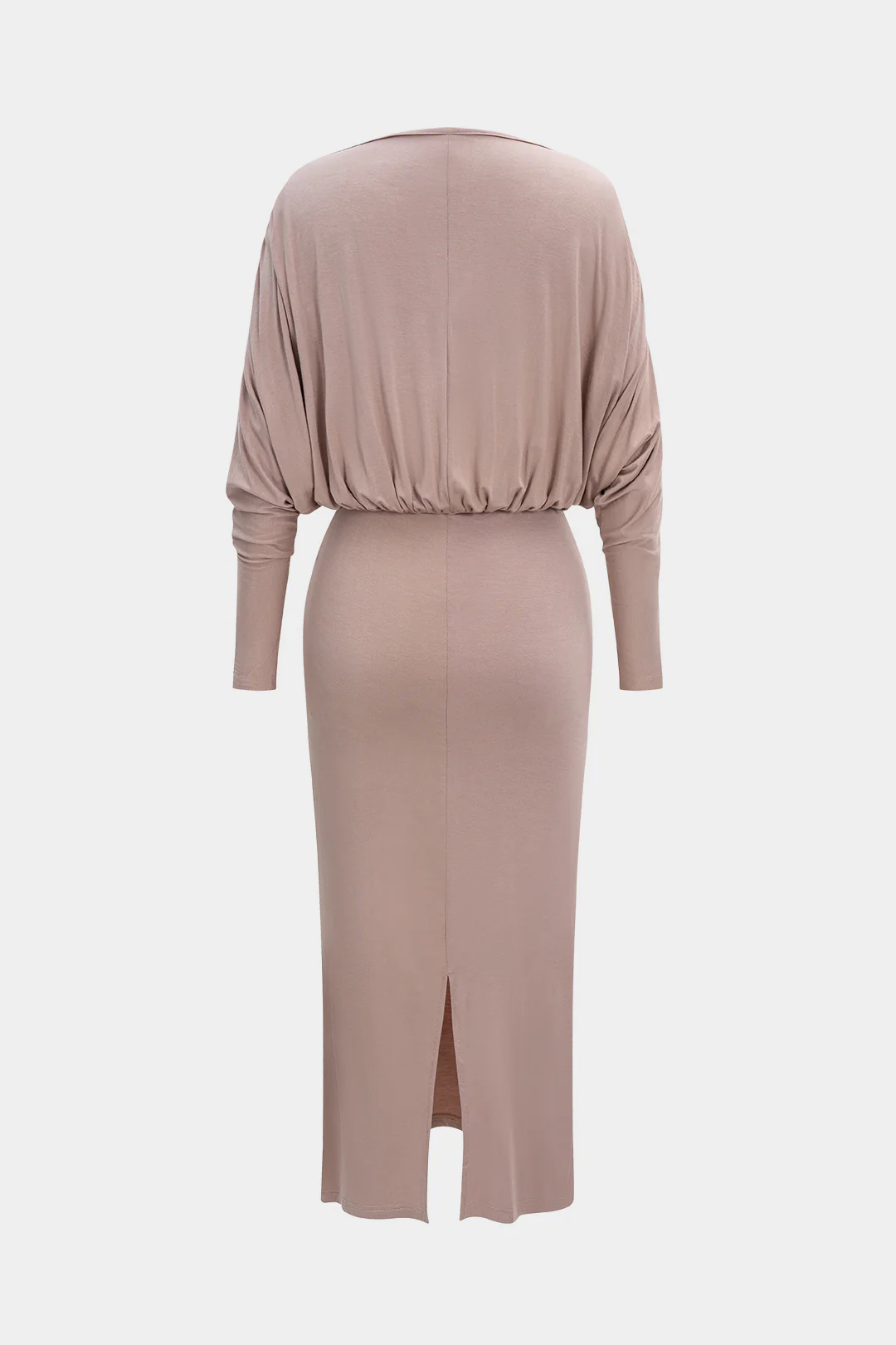 V-Neck Batwing Sleeve Ruched Long Dress