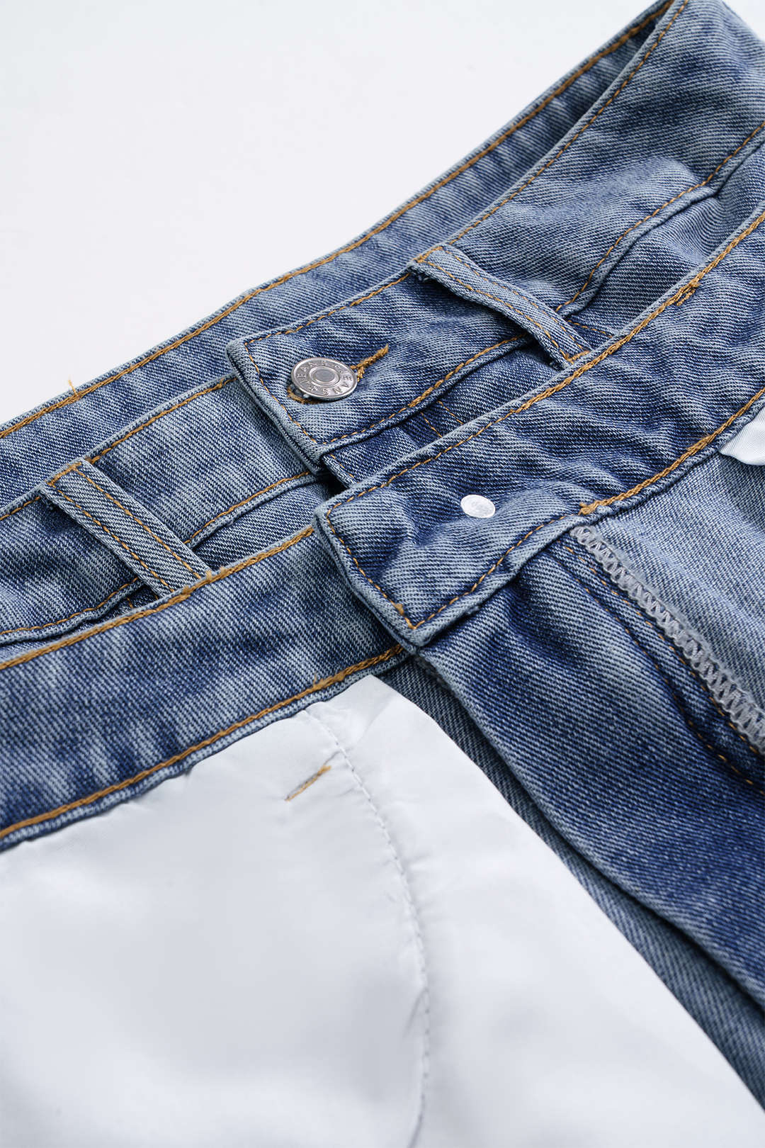 Double Waistband Denim Mini Skirt