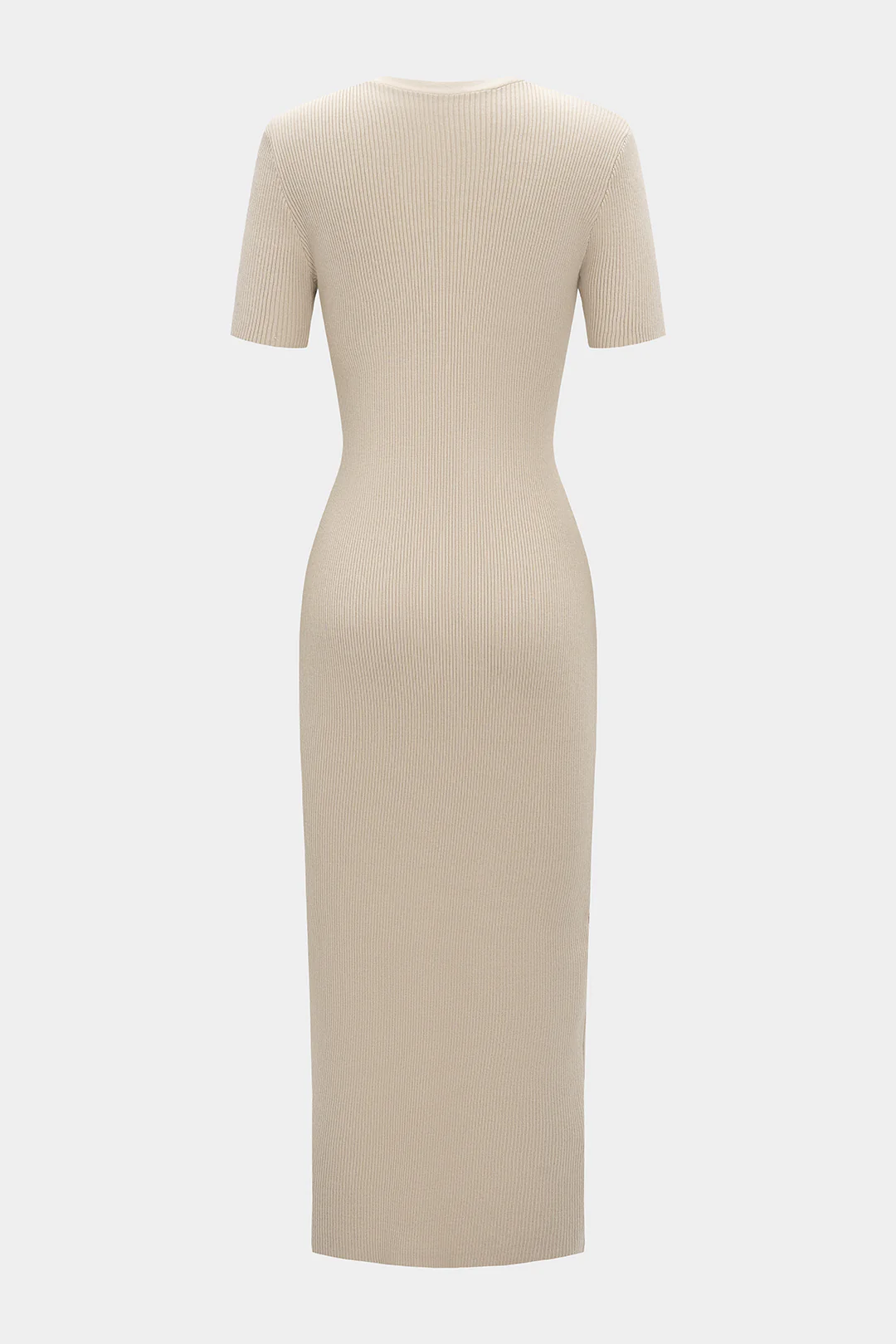 Knit Button V-Neck Short Sleeve Dress