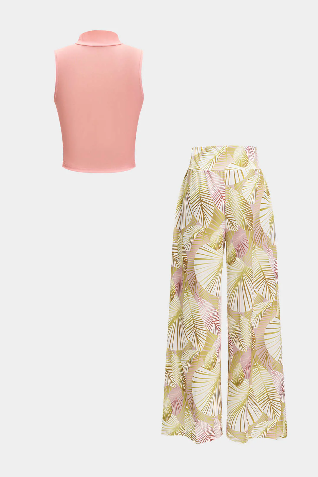 Sleeveless Tank Top and Geometric Pattern Pants Set