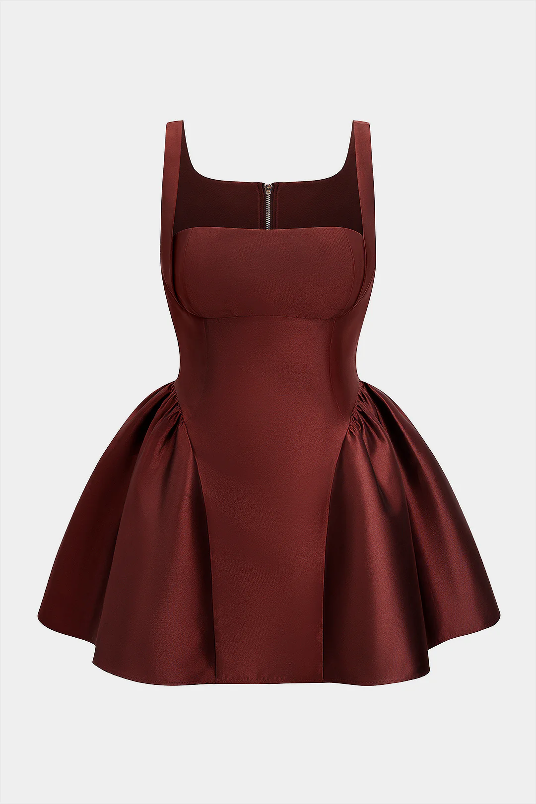 Plus Size Zipper Puff Sleeveless Mini Dress