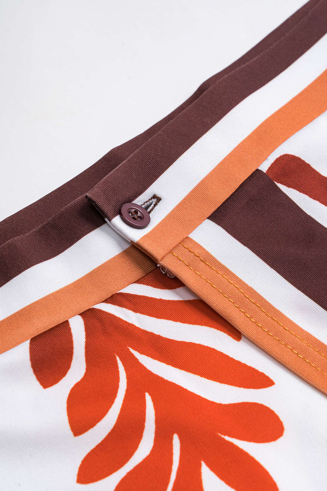 Leaf Print Satin Long Sleeve Shirt and Asymmetrical Mini Skirt Set