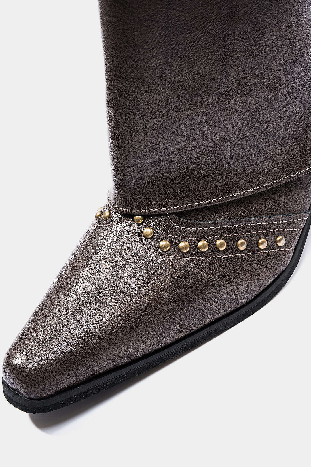 Leather Rivet Knee-High Boots