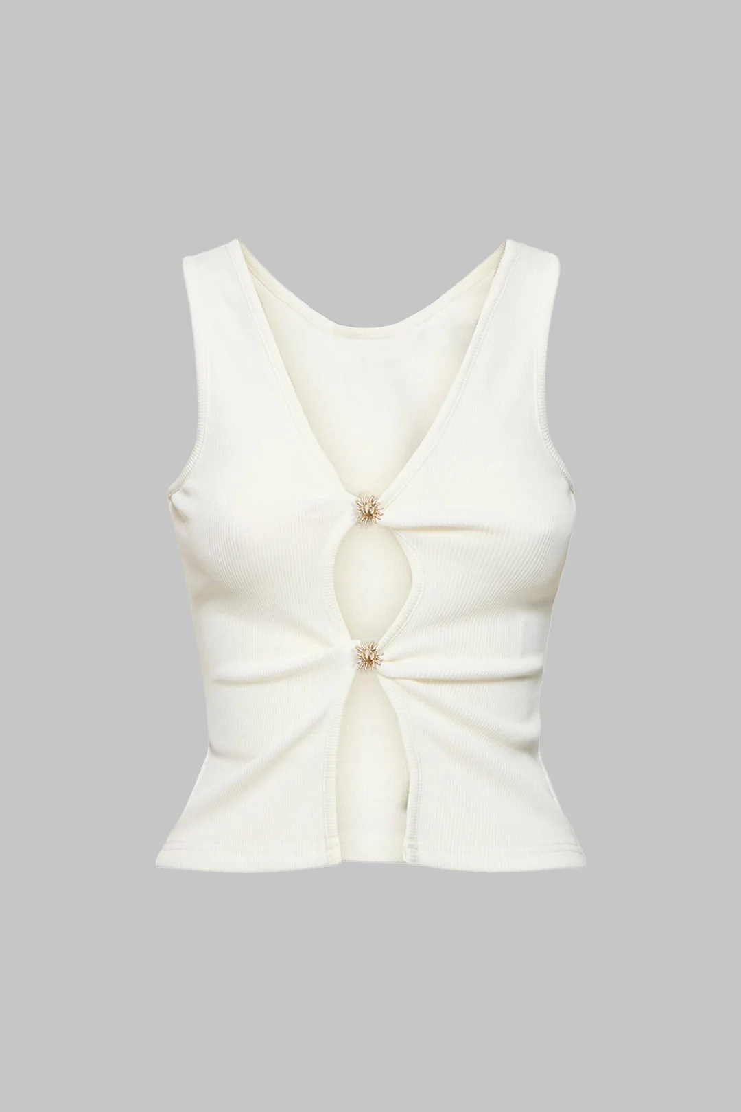 Metallic Cut-Out V-Neck Tank Top