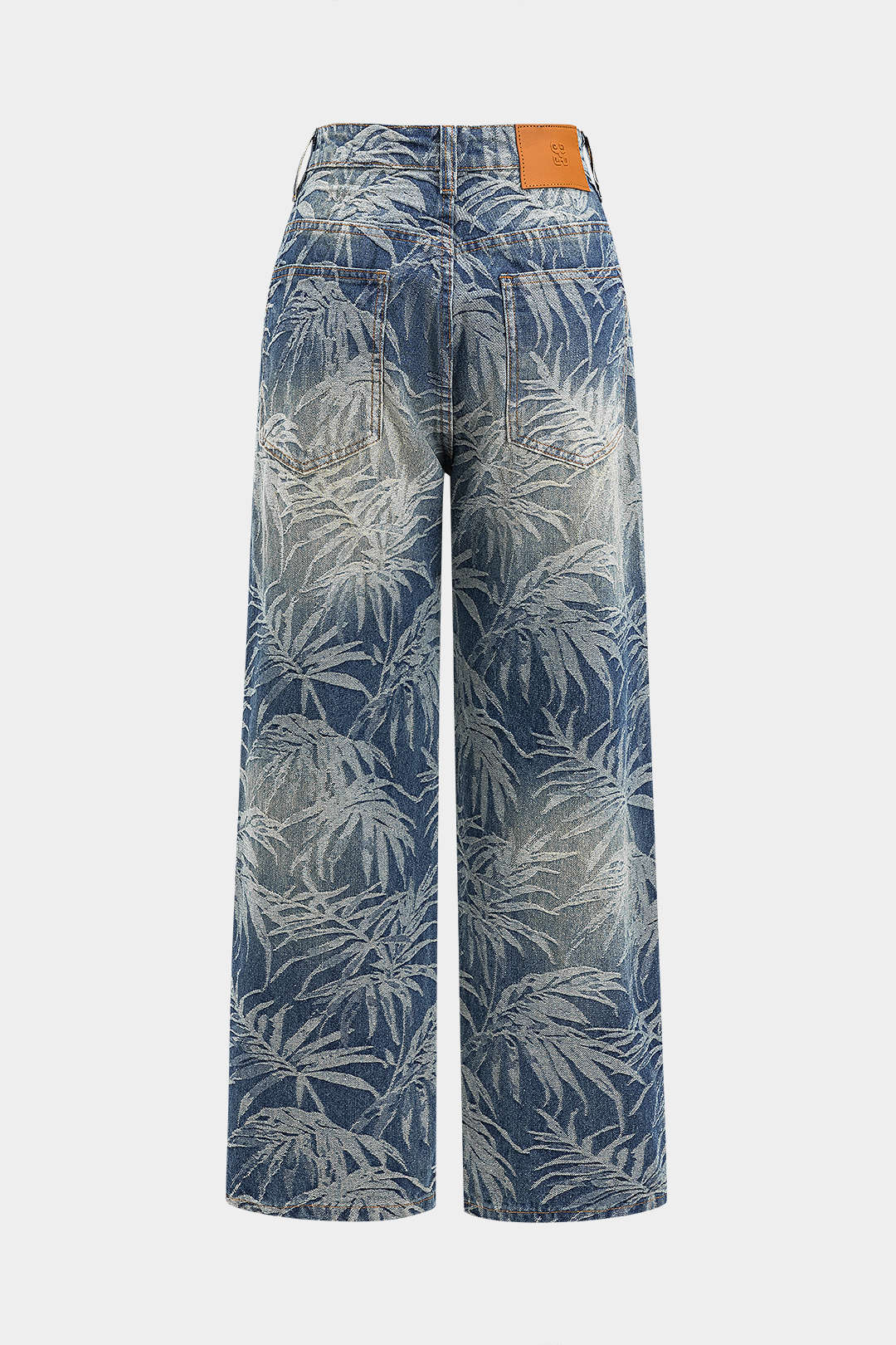 Jacquard Denim Straight Leg Jeans