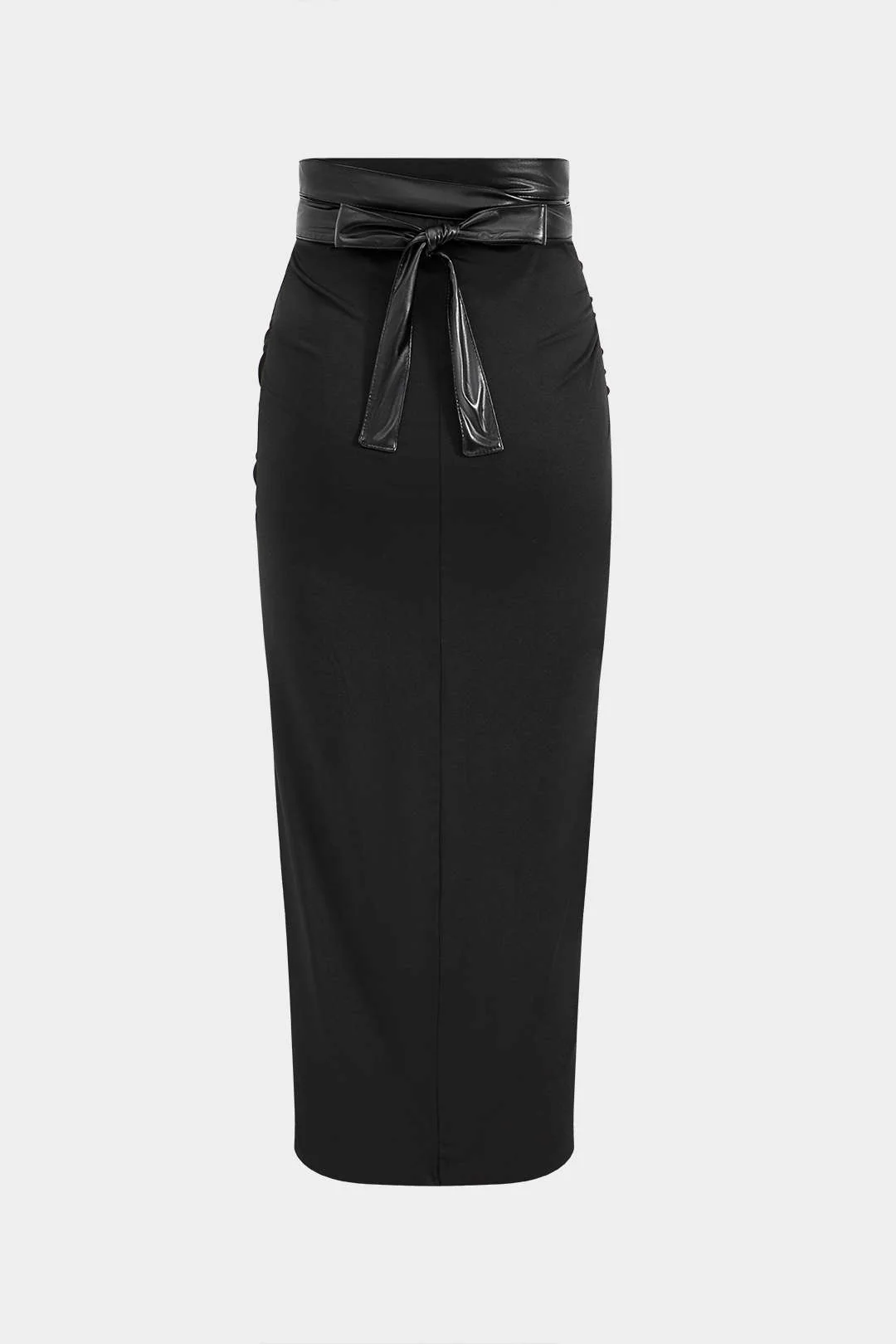 Faux Leather Patchwork Ruffled Skirt