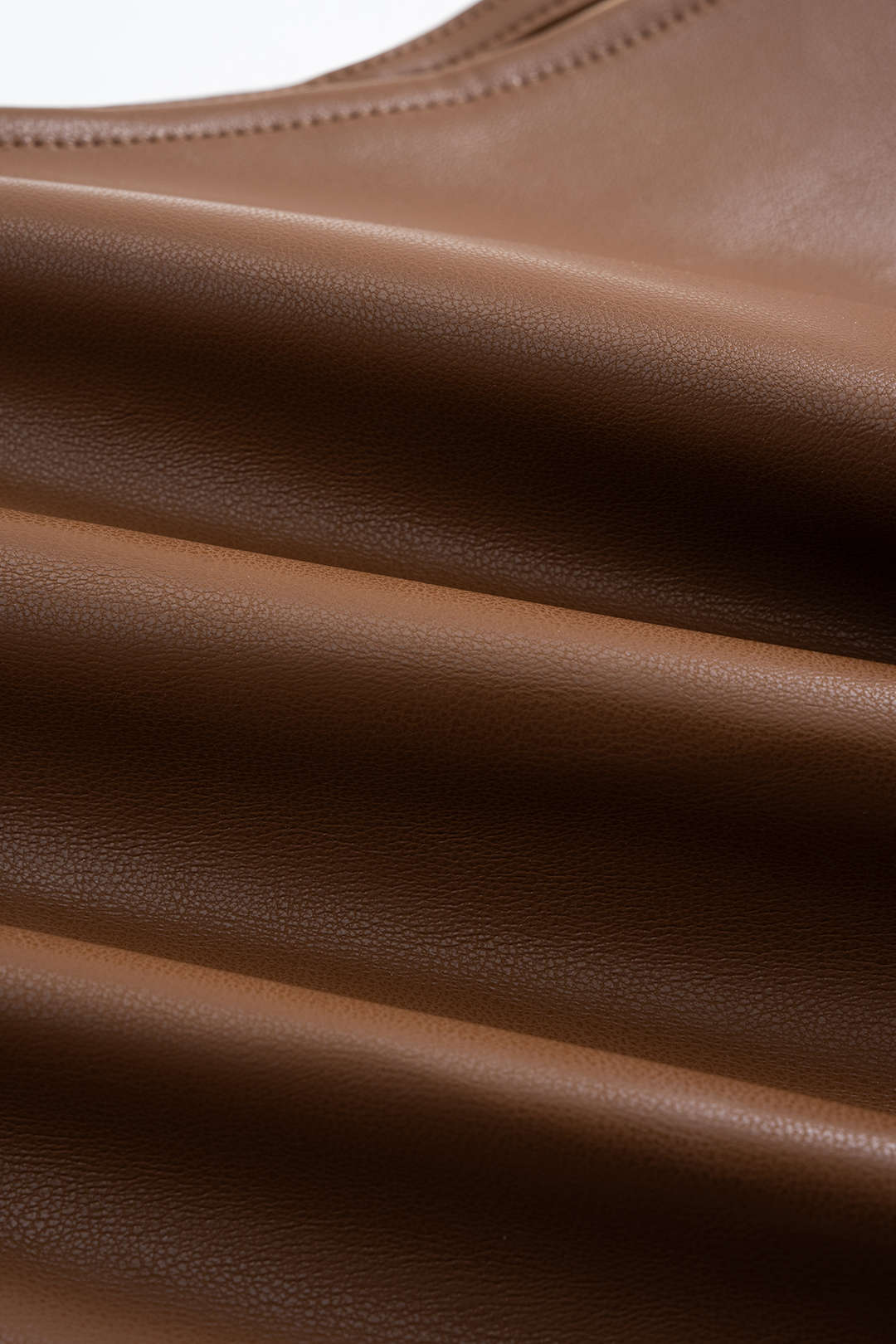 Faux Leather Asymmetric Shoulder Ruched T-Shirt