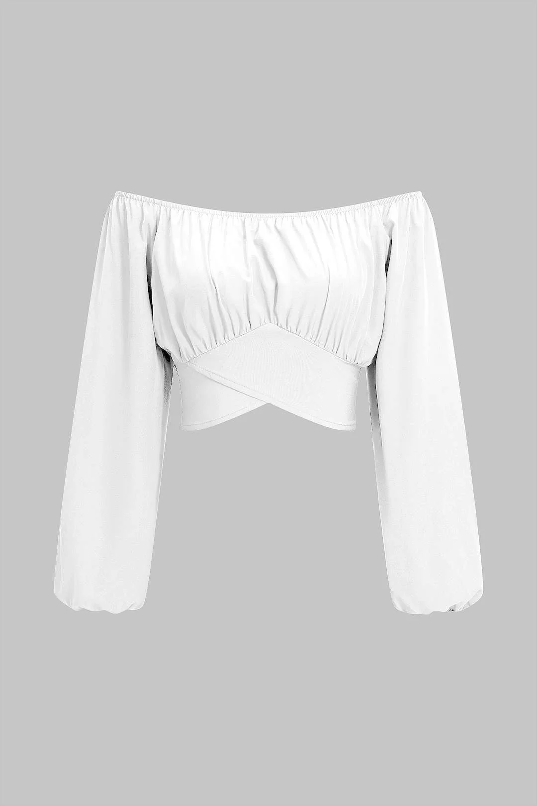 Off Shoulder Crossed Ruched Long-Sleeve Tube Top