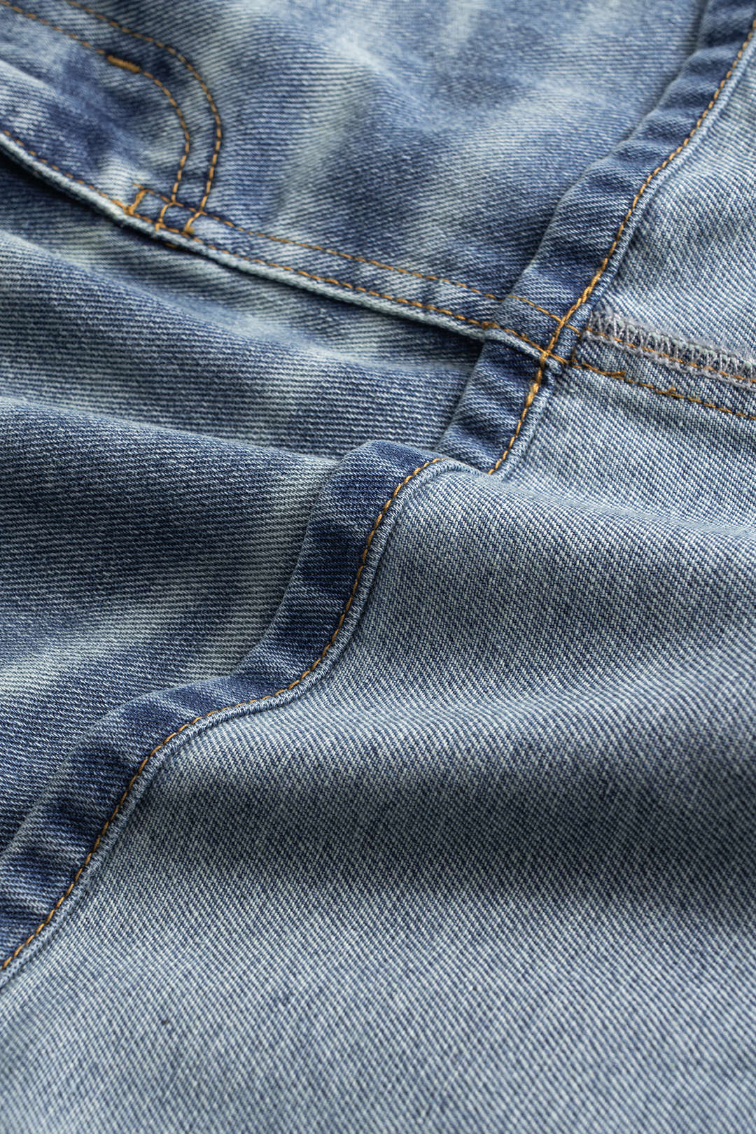 Plus Size Washed Denim Skirt with Cuffed Pockets