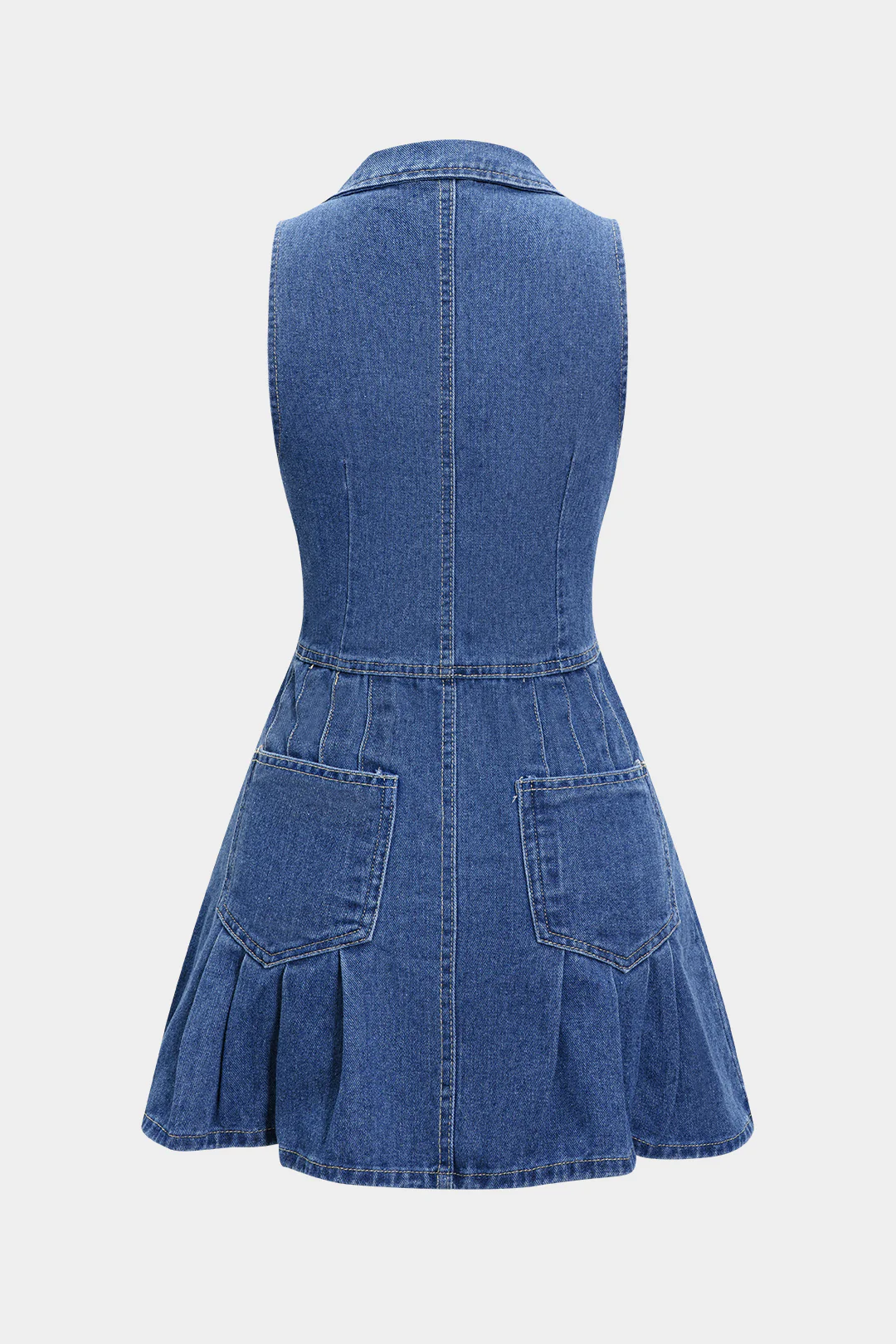 Denim Button Sleeveless Short Dress