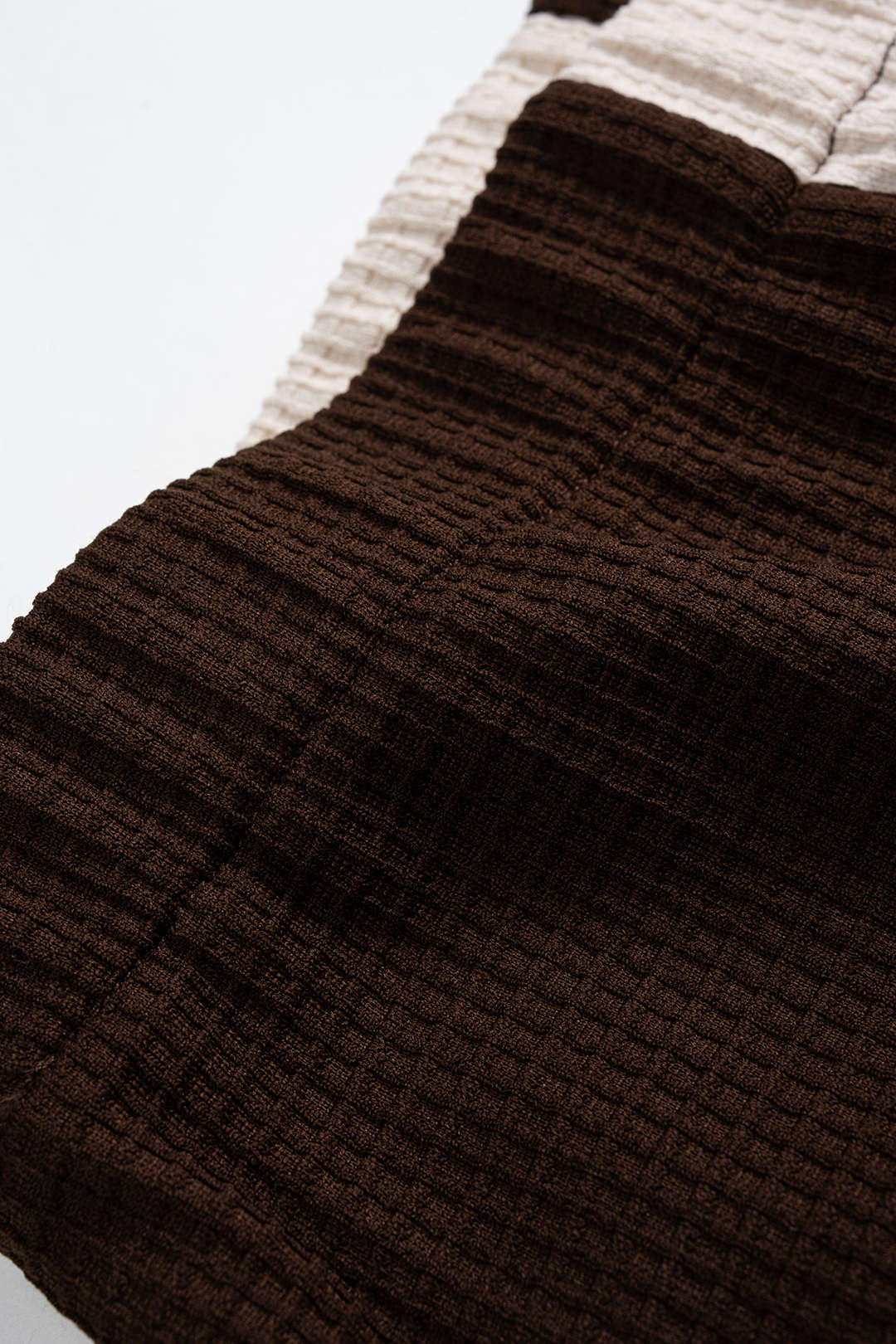 Contrasting Button Long-Sleeve Top and High-Waist Skirt Set