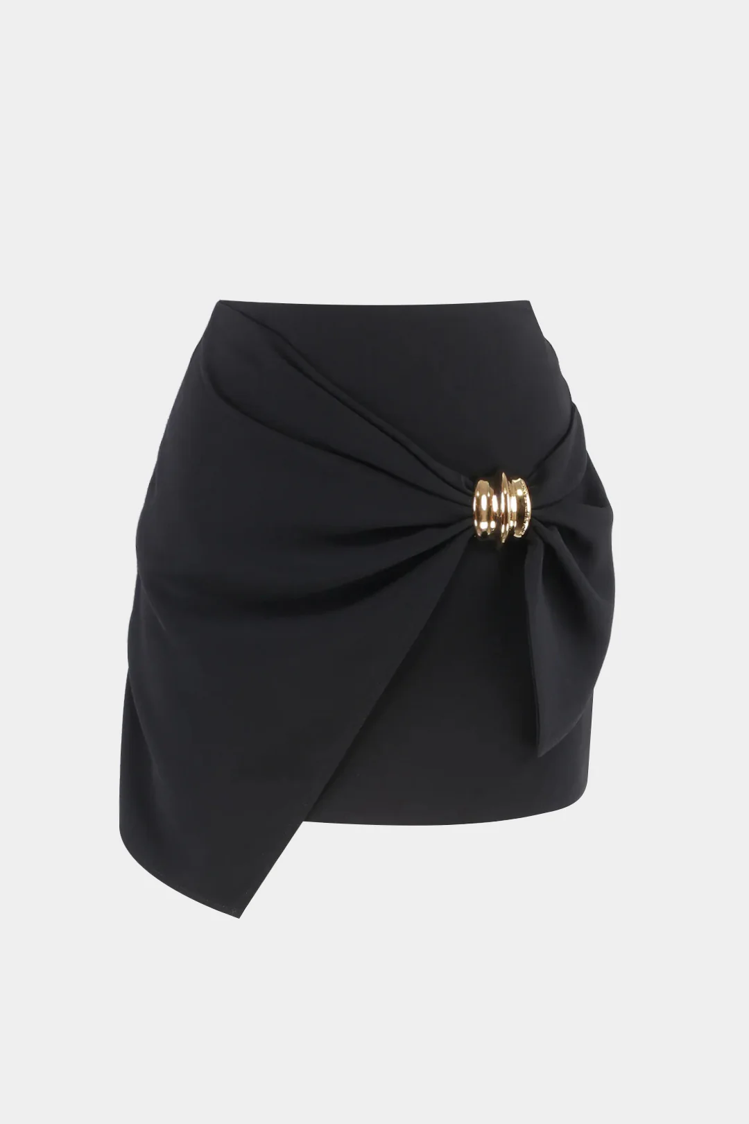 Metallic Ruched Asymmetric Skirt