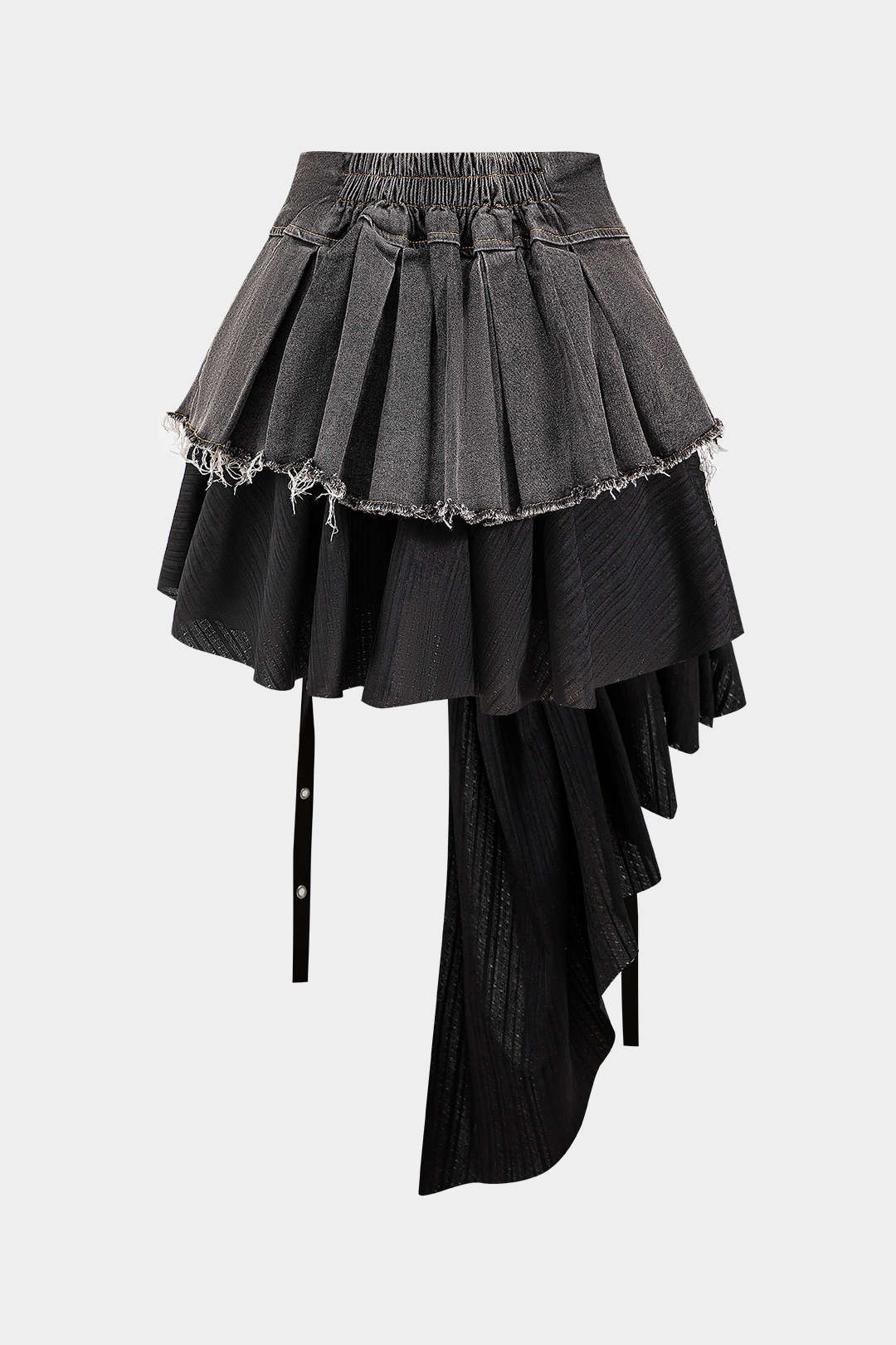 Denim High-Waisted Patchwork Skirt