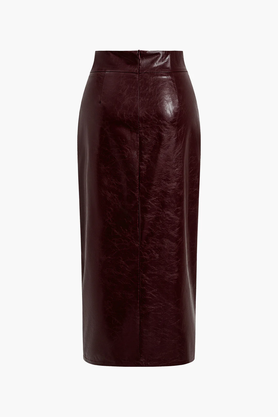 Faux Leather Side-Slit Skirt