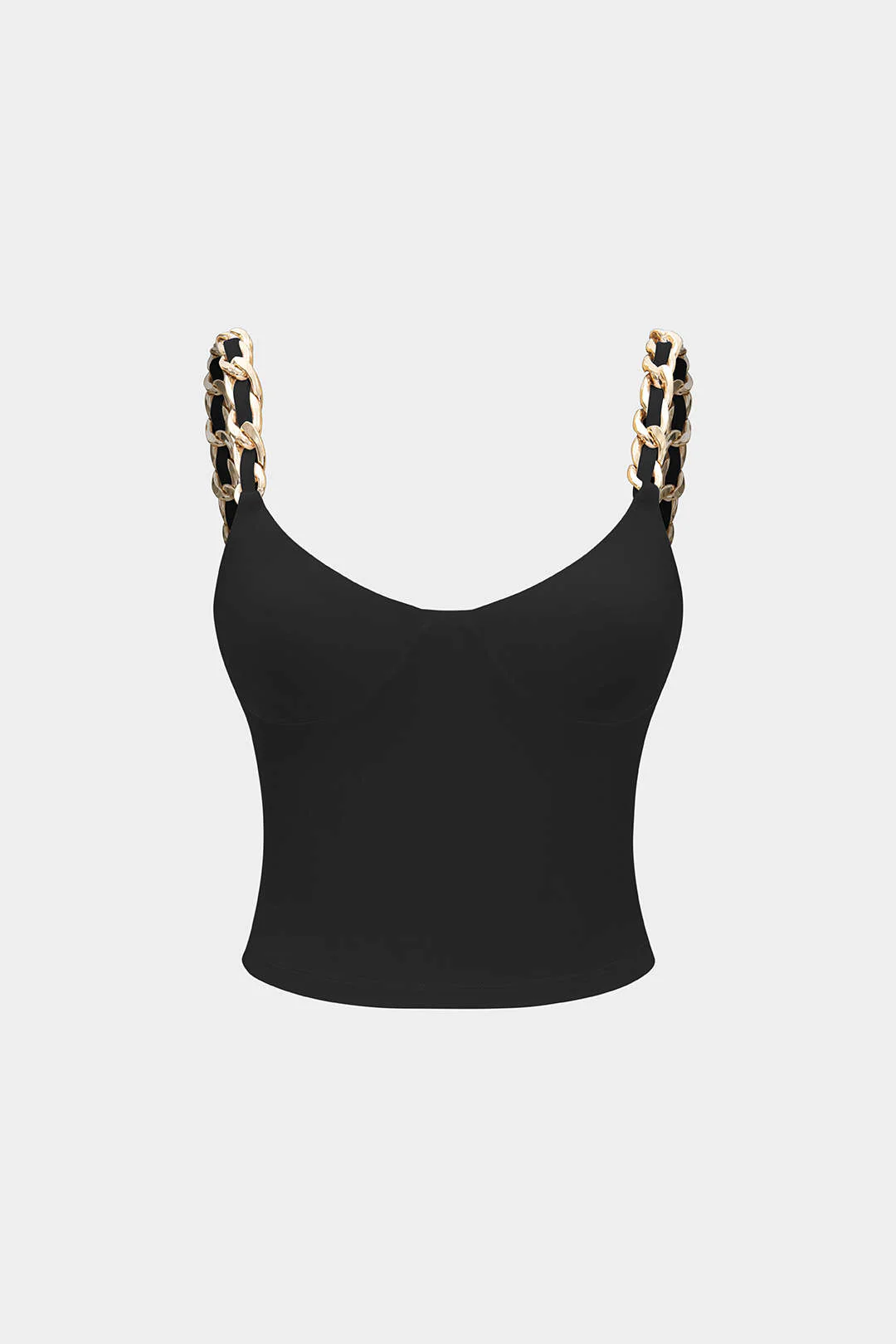 Metallic Chain-Trimmed Semi-Sheer Camisole Top