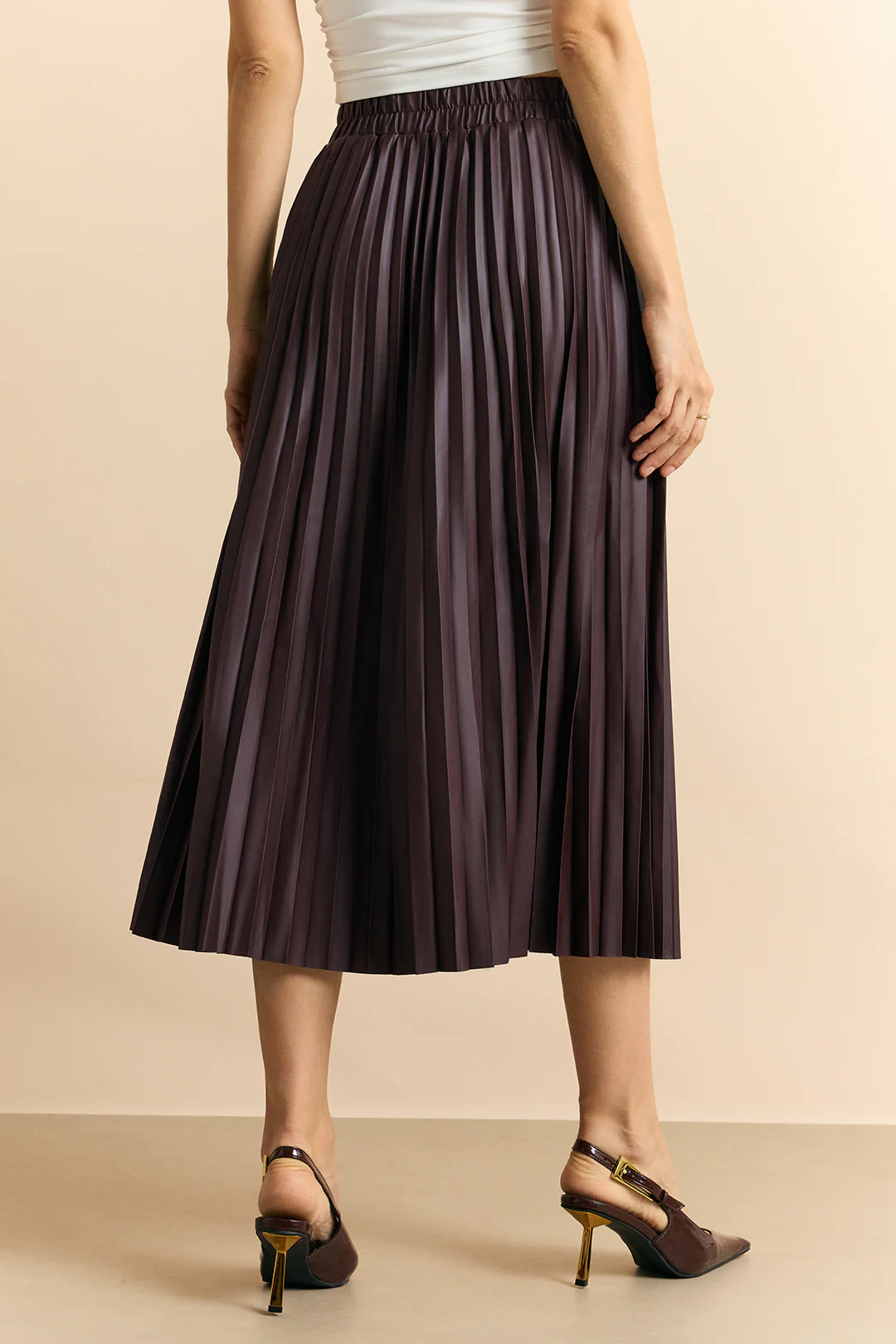 Faux Leather Pleated Skirt