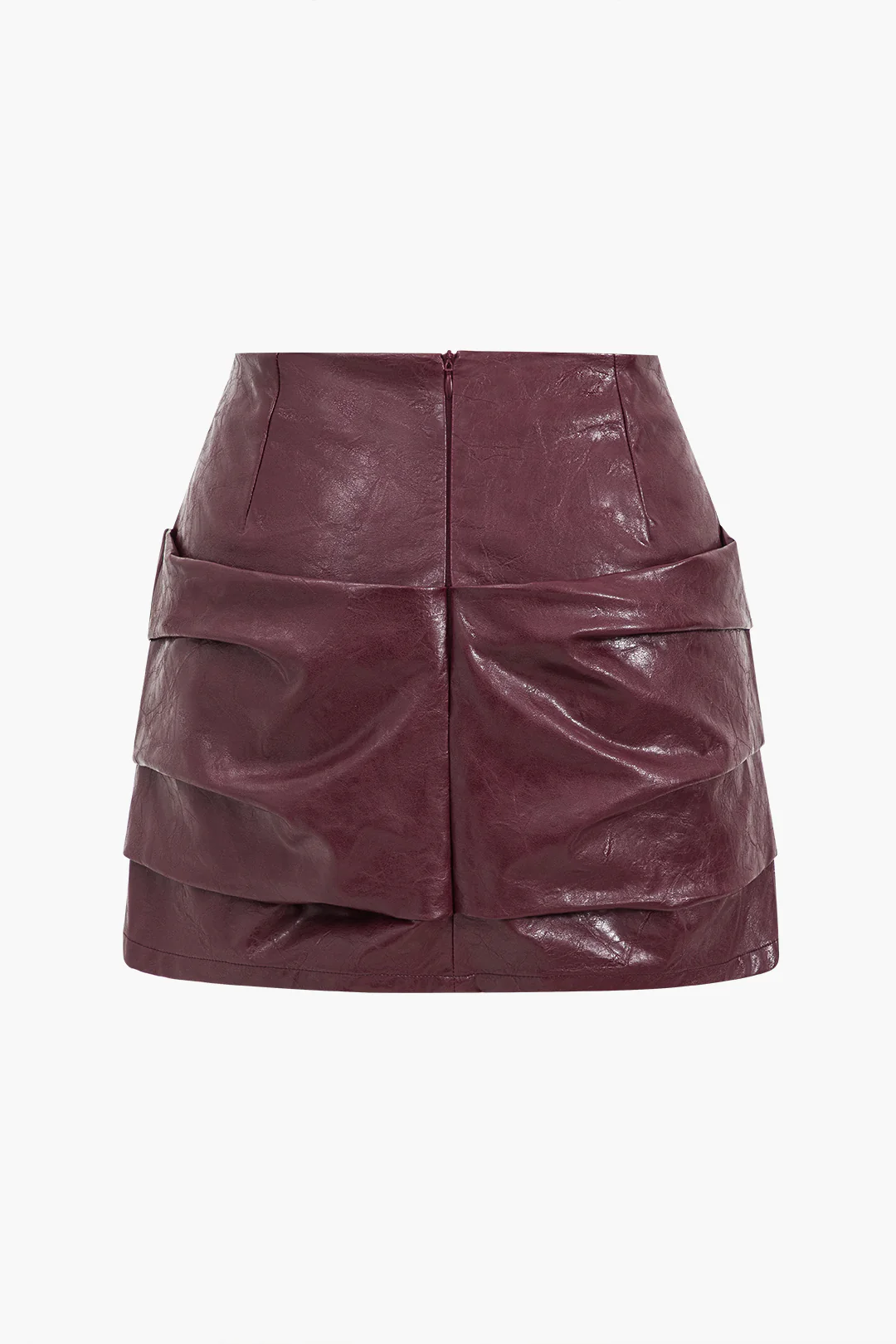 Faux Leather Ruched Skirt