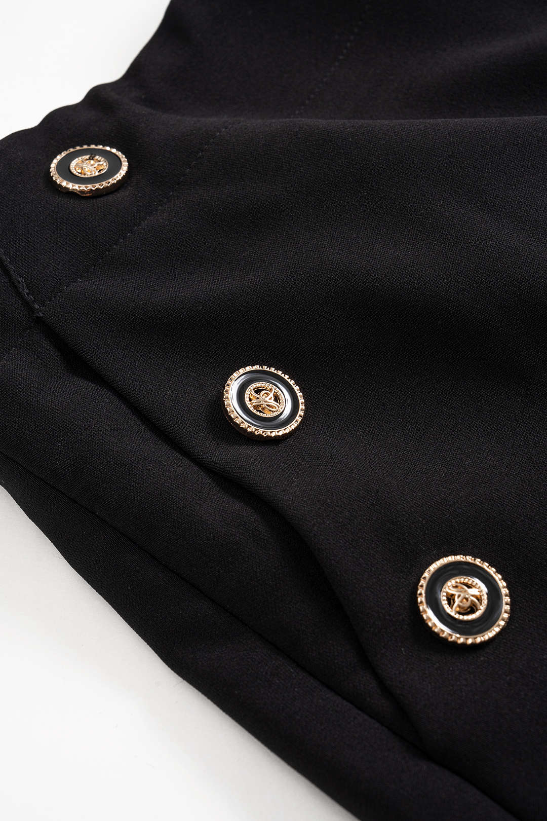 High-Waisted Button-Decorated Shorts