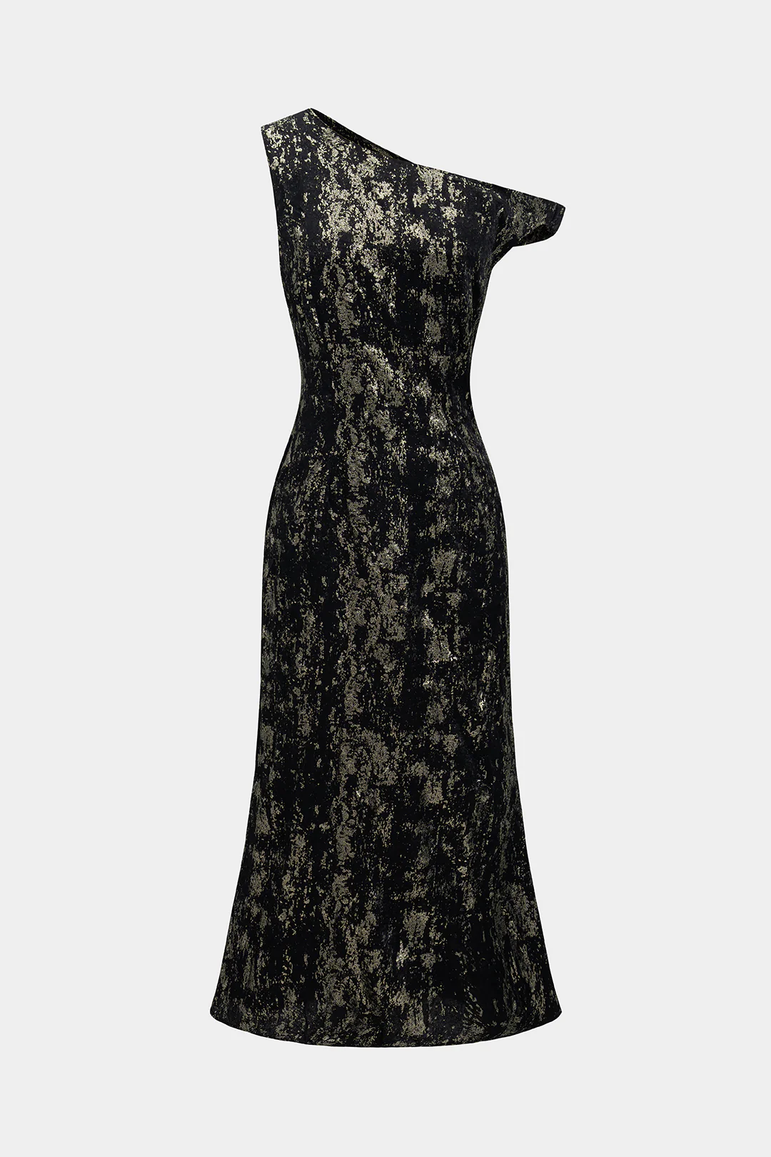 Asymmetric Shoulder Sleeveless Midi Dress