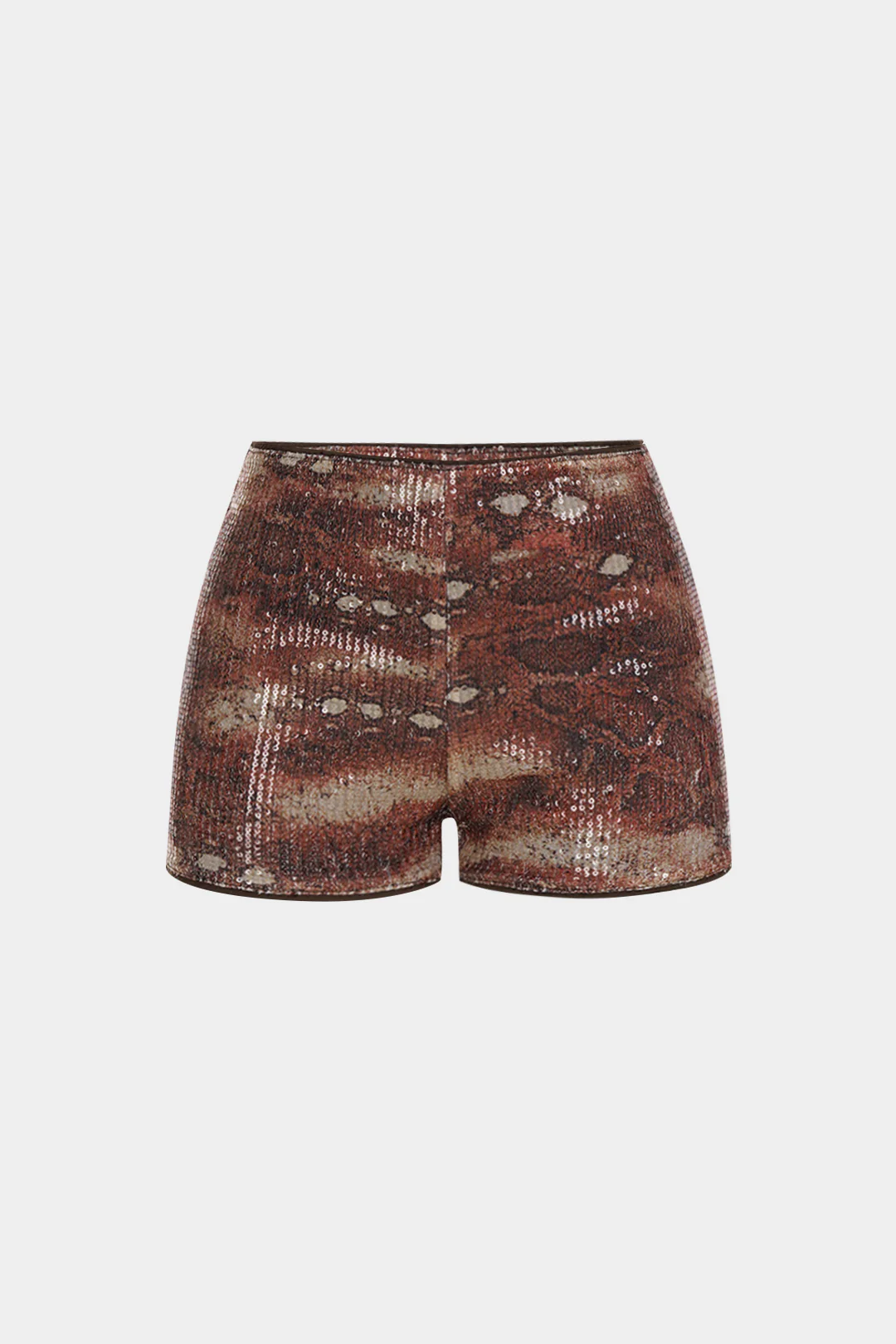 Snake Skin Print Sequin Low Waist Shorts