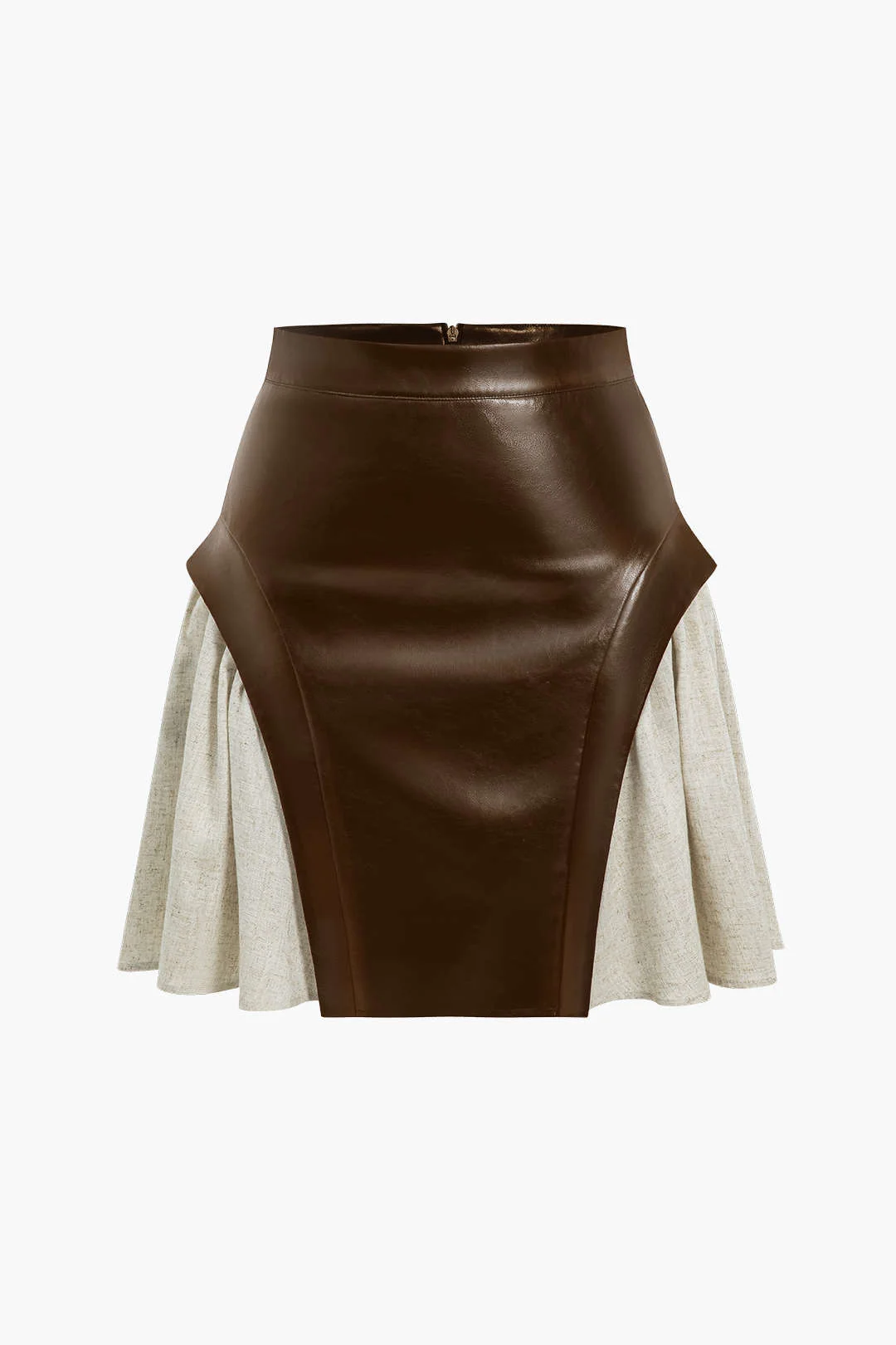 Color Block Patchwork Ruched Zip Skirt