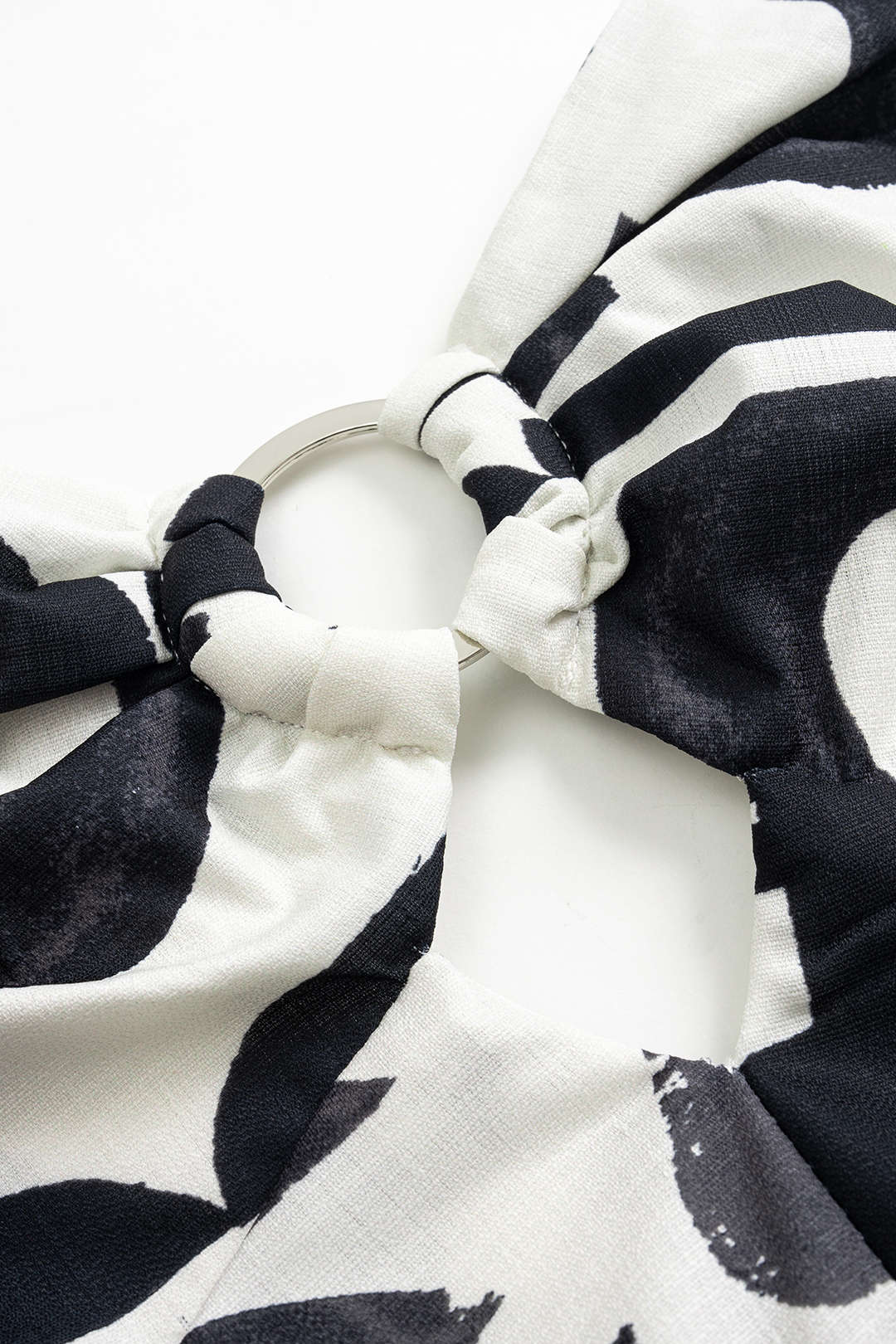 Geometric Retro Print Cut Out V-Neck Tie Back Sleeveless Midi Dress