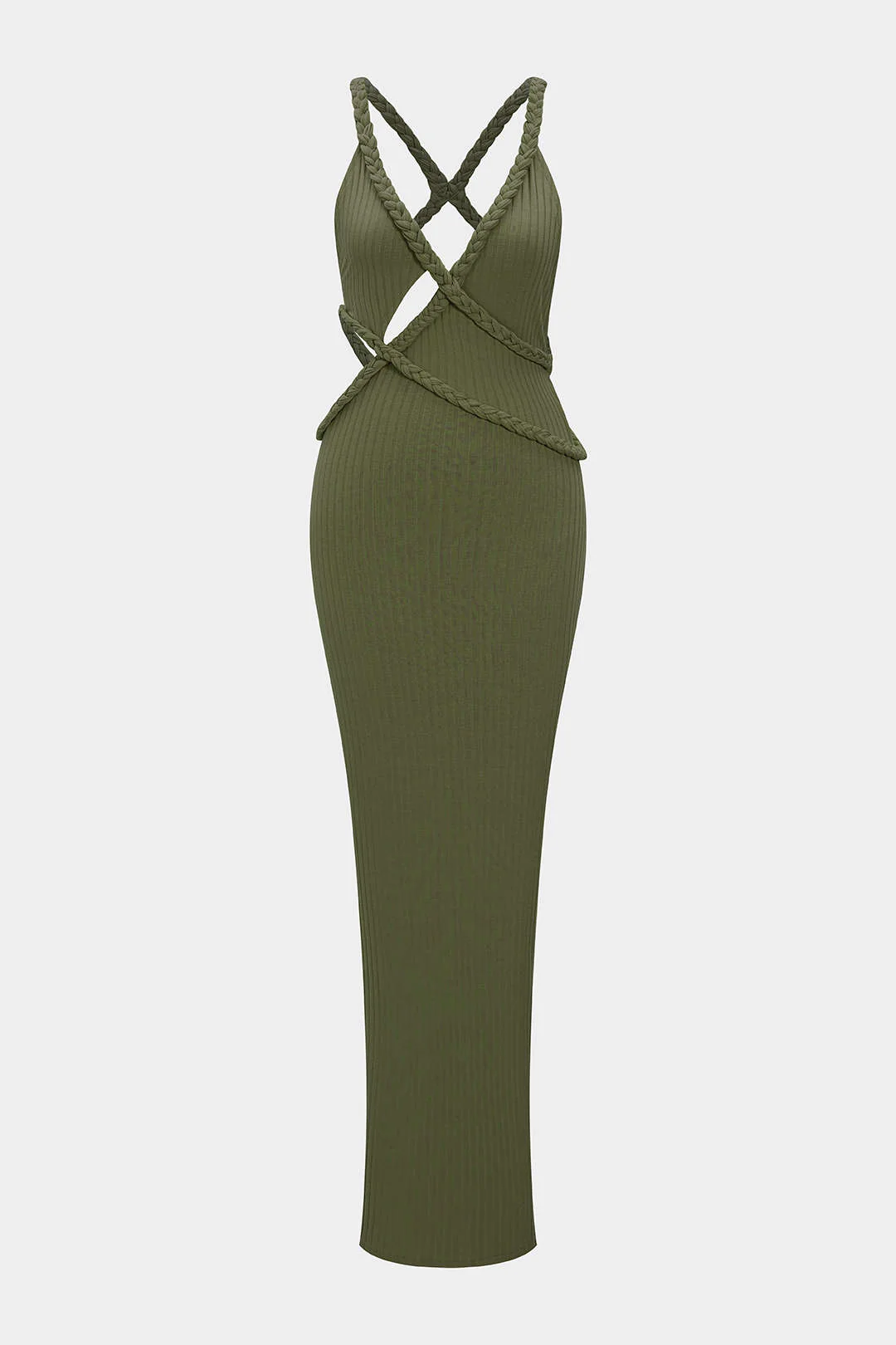 Asymmetrical Braided Backless Sleeveless Maxi Dress