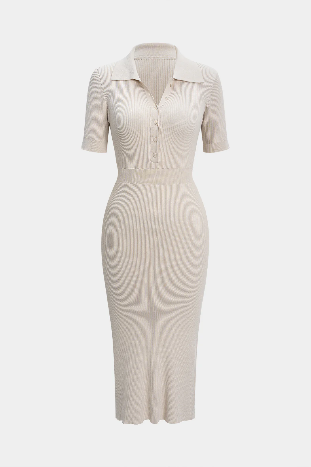 Knit Button Short Sleeve Dress