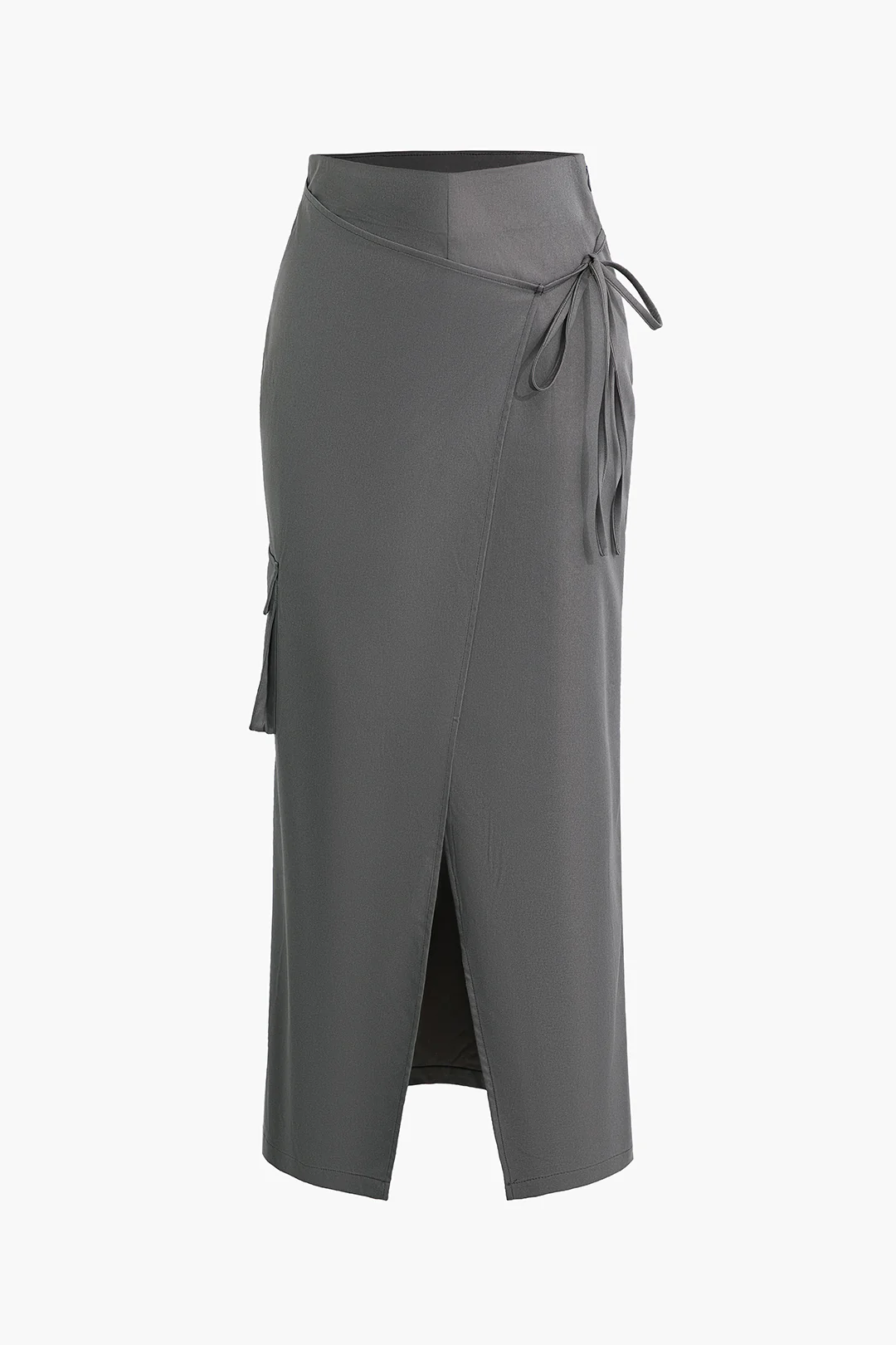 Tie Wrap Split Mid-Length Skirt