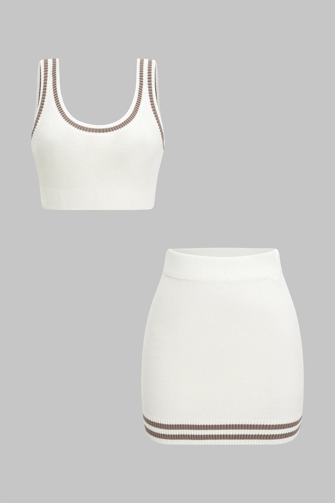 Contrasting Knit Camisole Top and Shorts Set