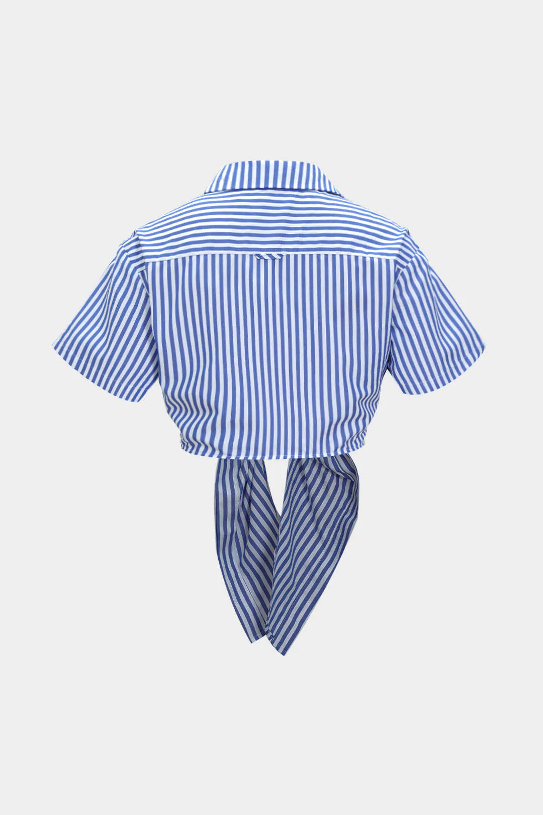 Striped Print Tie-Front Short-Sleeve Top