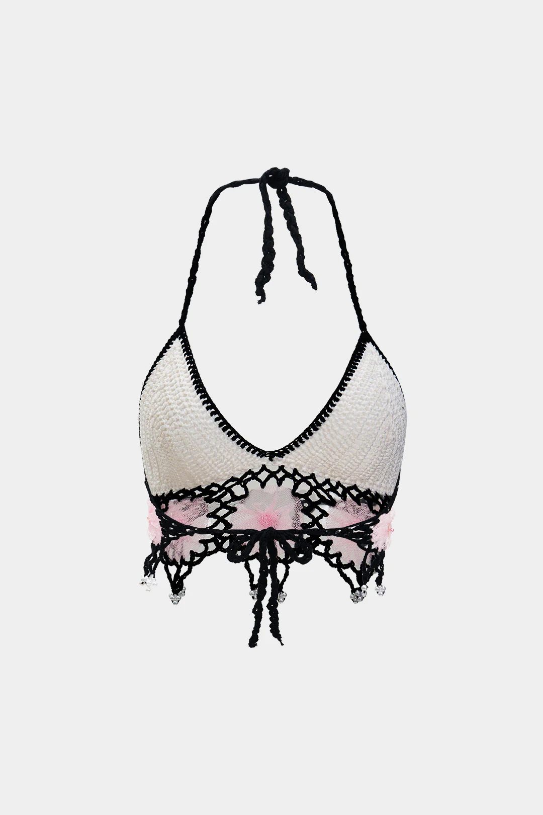 Knit Fringe Patchwork Strappy Camisole Top