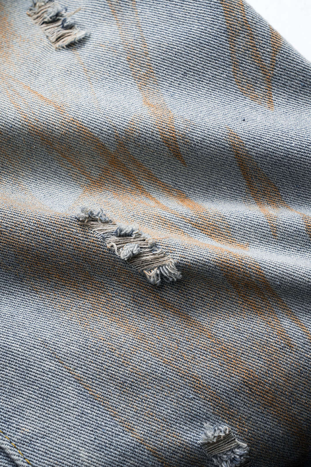 Ripped Denim Button Pocket Wide-Leg Jeans