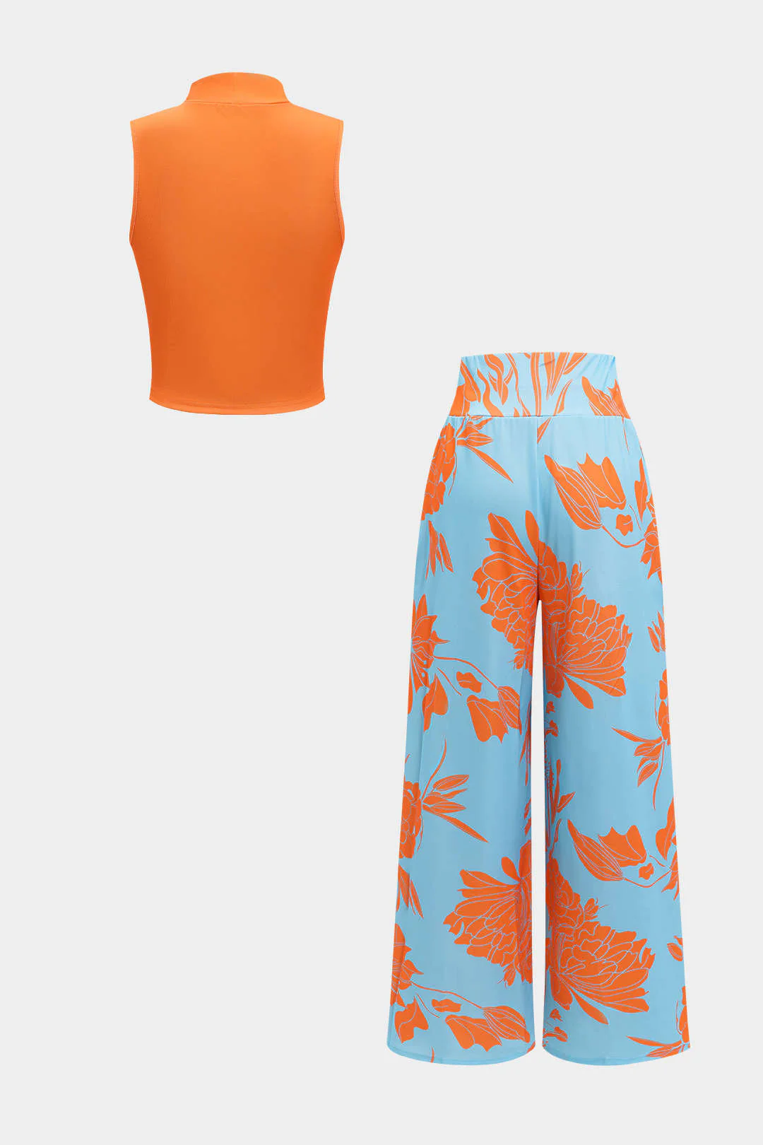 Sleeveless Tank Top and Geometric Pattern Pants Set