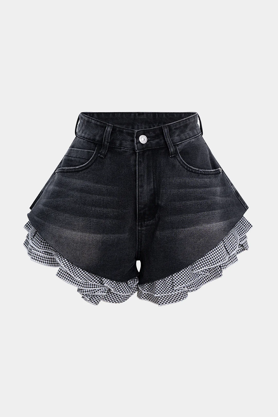 Denim Patchwork Irregular Hem Jorts