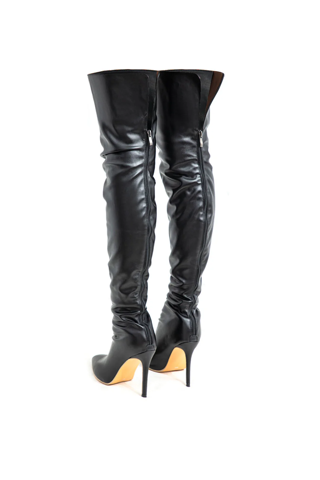 Faux Leather Pointed Toe Over-the-Knee Boots