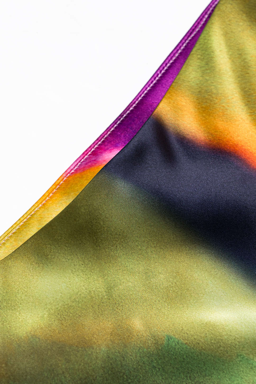 Contrasting Print Satin Zippered Skirt