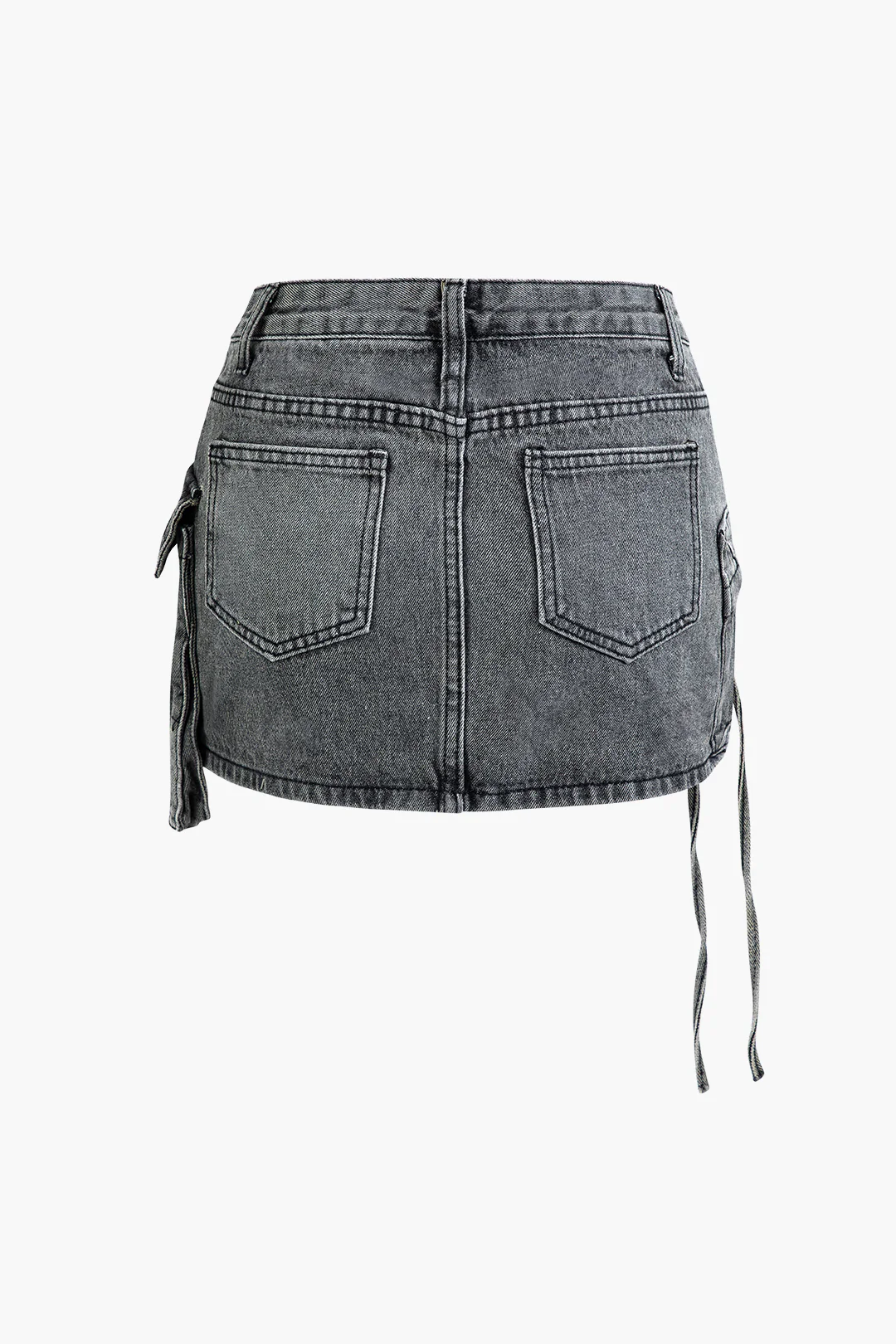 Multi-Pocket Denim Mini Cargo Skirt