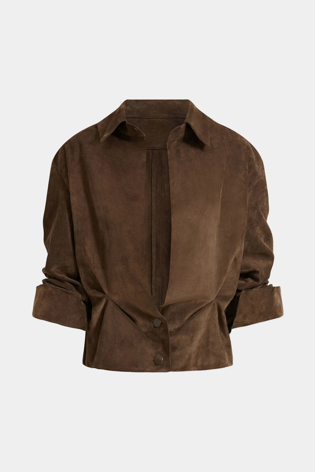 Plus Size Button V-Neck Long-Sleeve Top