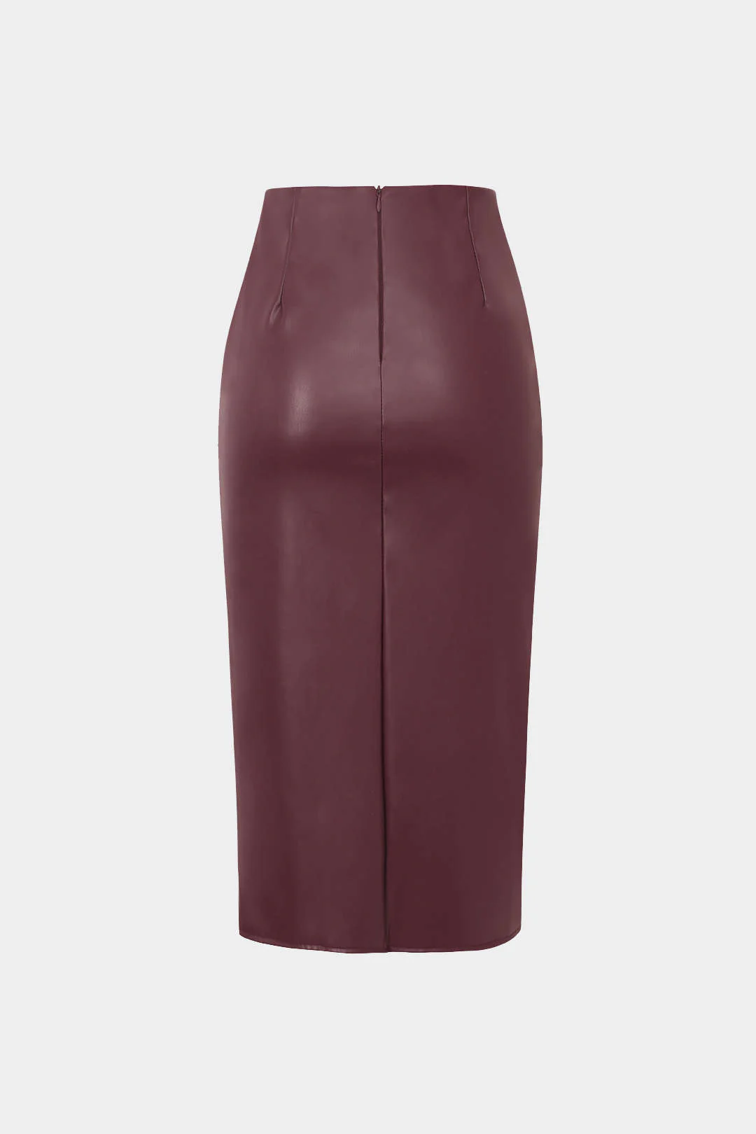 Faux Leather Wrap Ruched Mid-length Skirt
