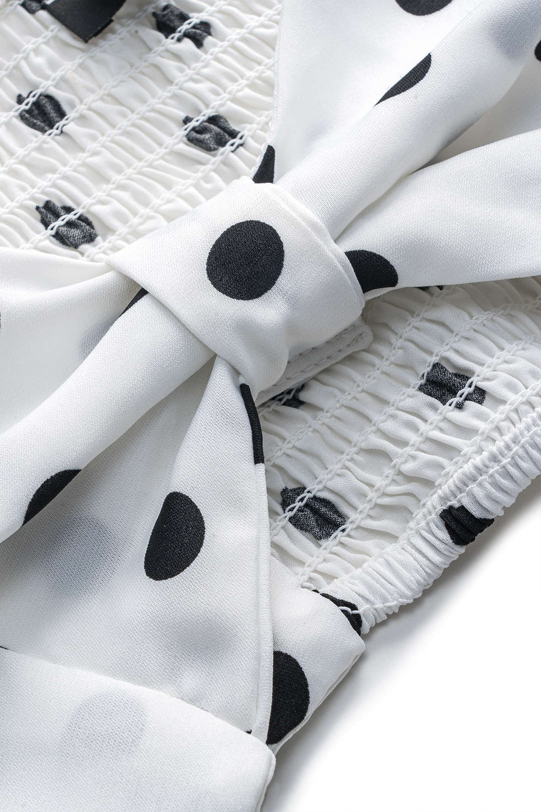 Polka Dots Print Ruched Top And Skirt Set