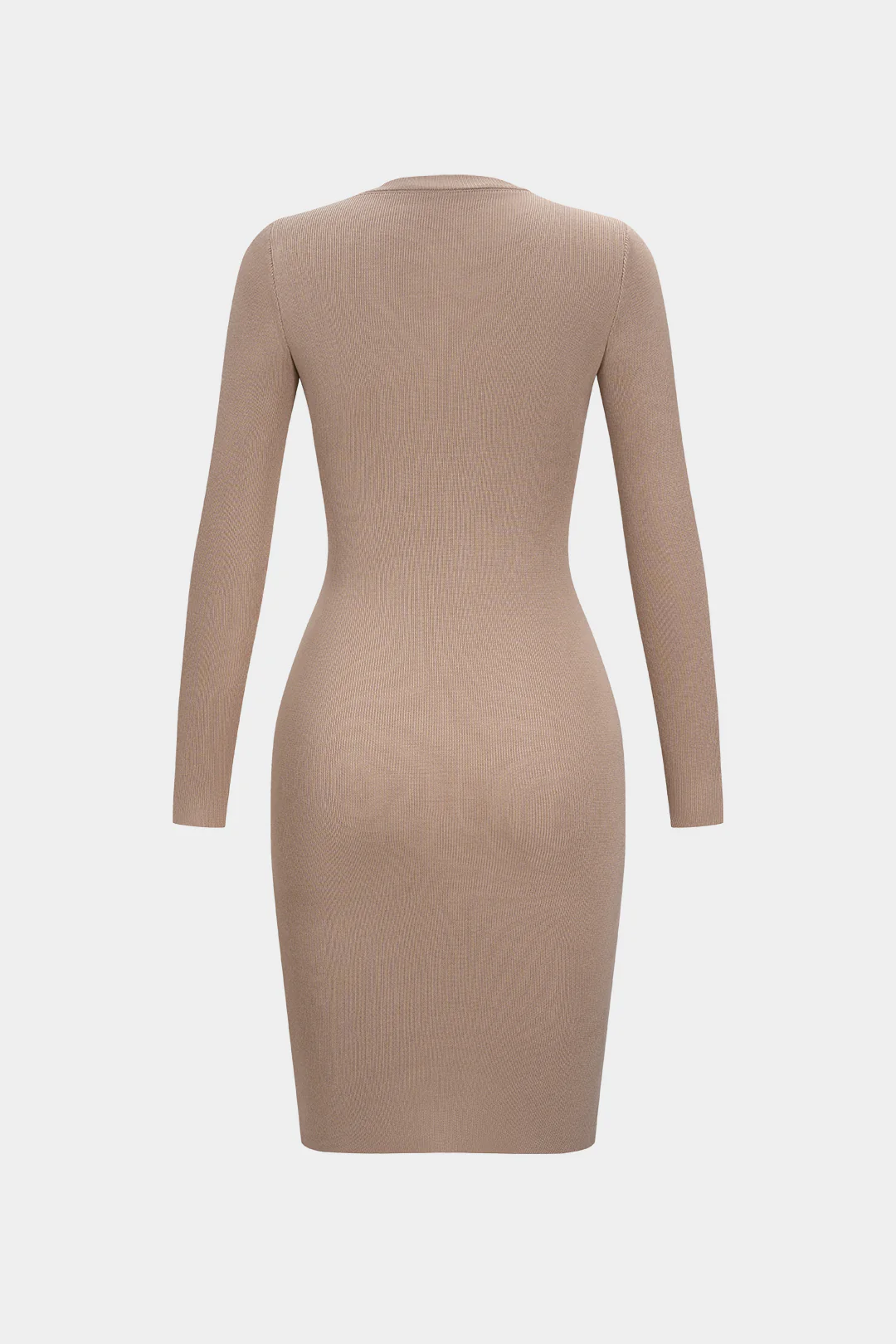 Knit Asymmetric Zipper Long-Sleeve Dress