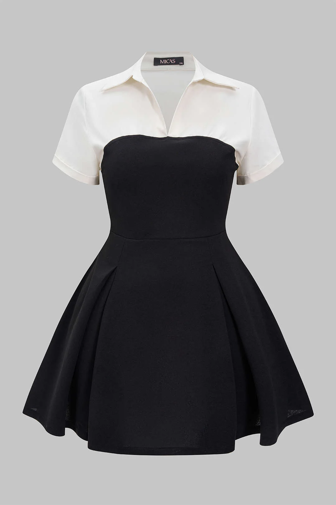 Plus Size Patchwork Short Sleeve Mini Dress