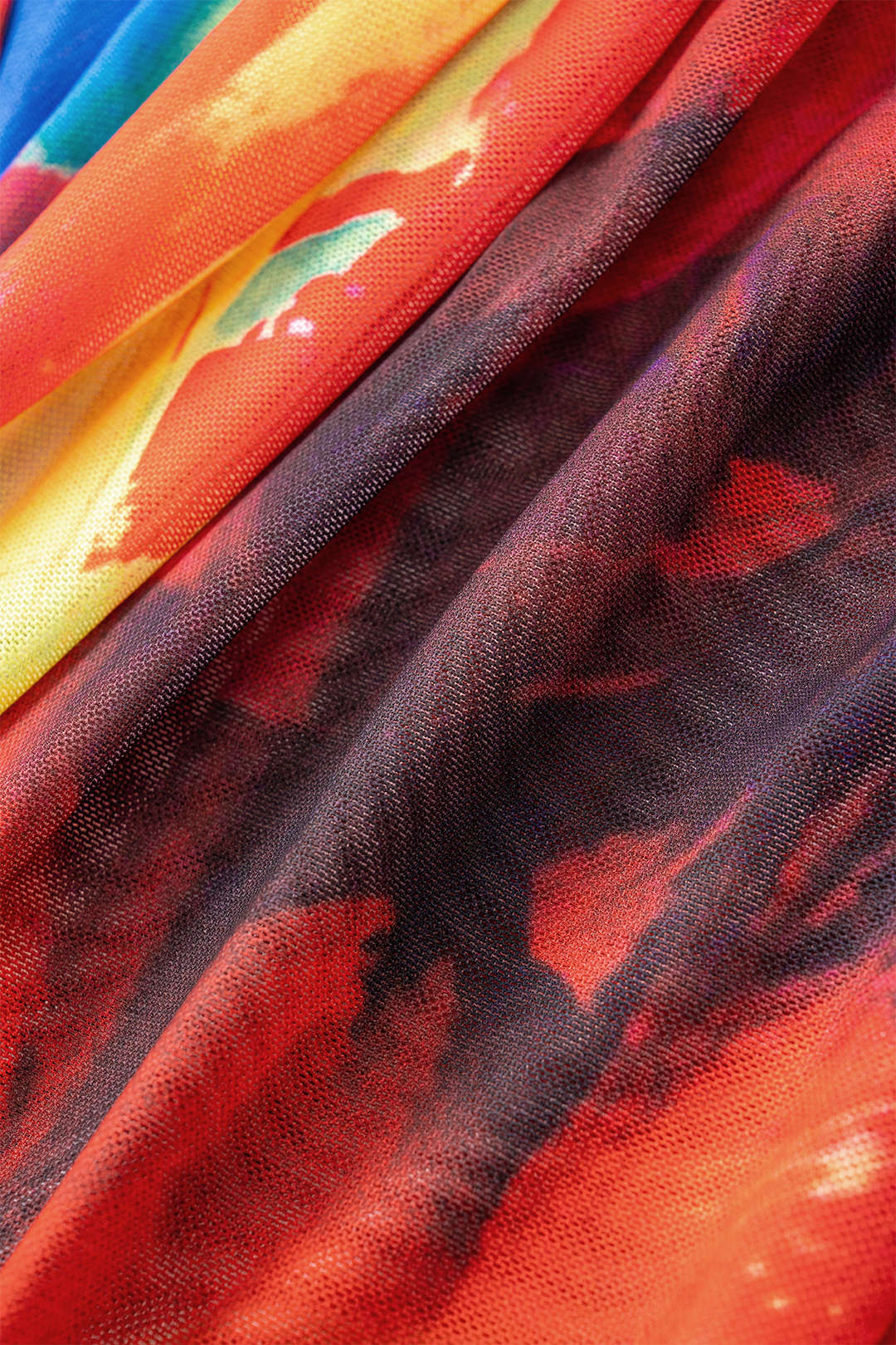 Mesh Abstract Pattern Ruched Slip Camisole Top