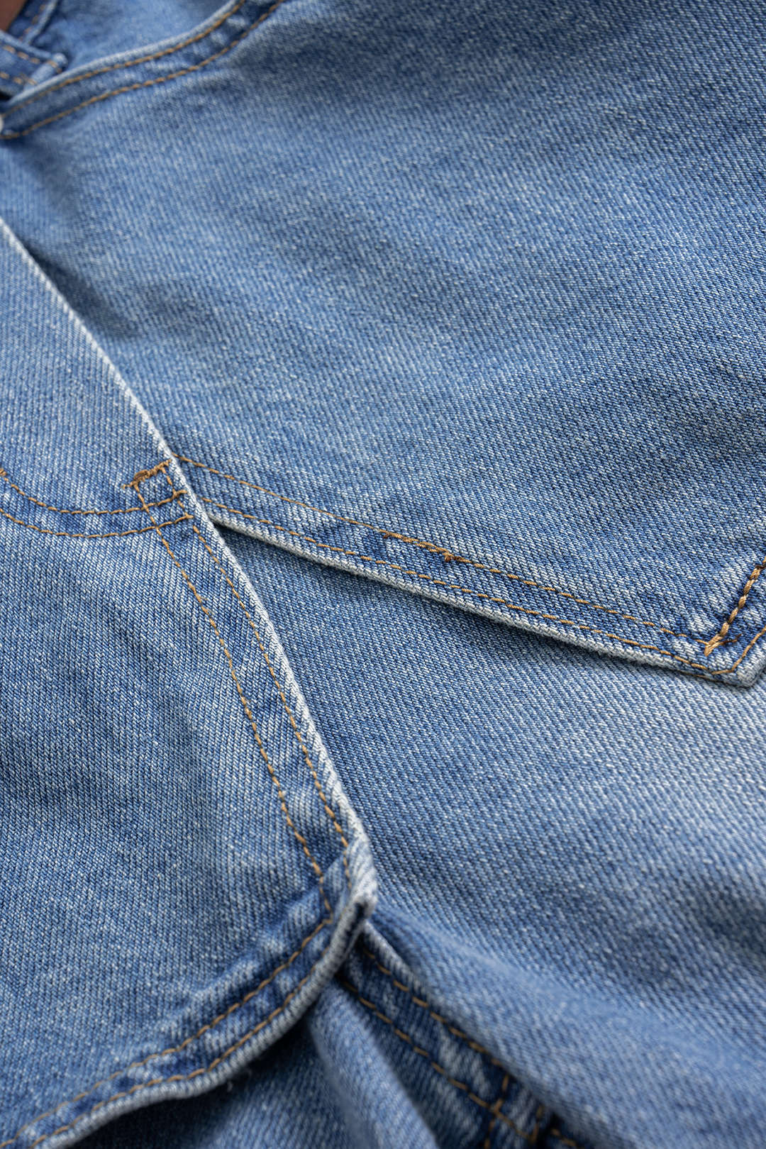 Denim Patchwork Asymmetric Shorts