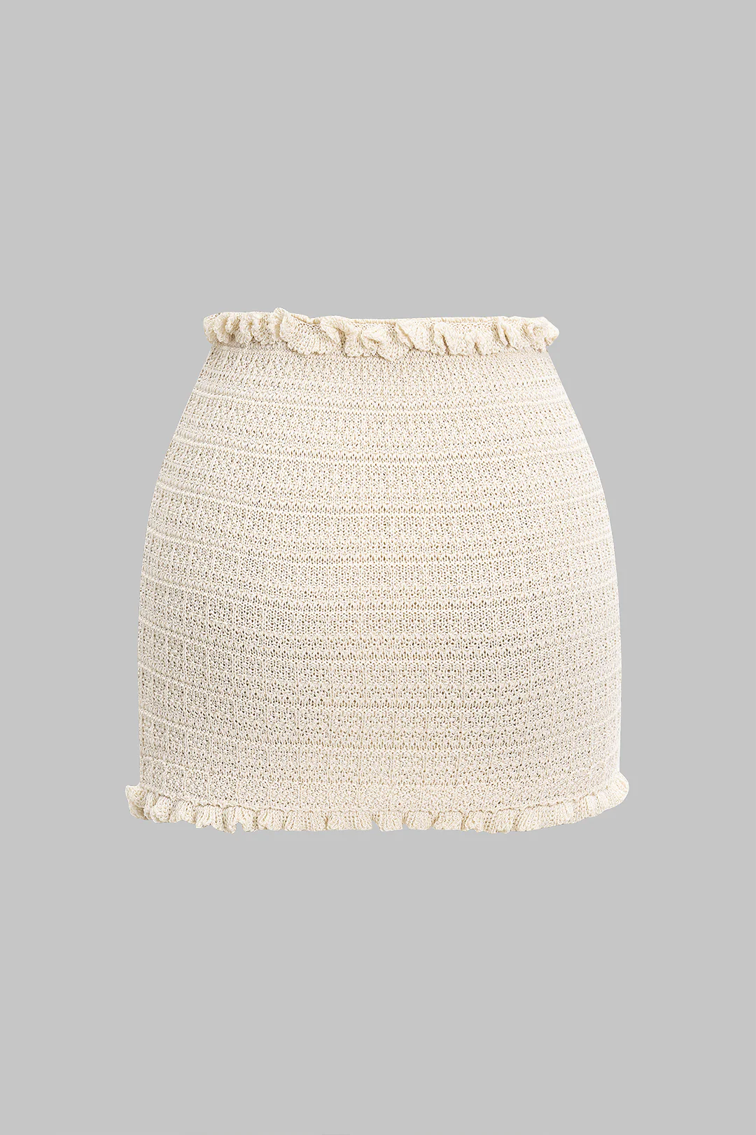 Knit Ribbed Ruffle Mini Skirt