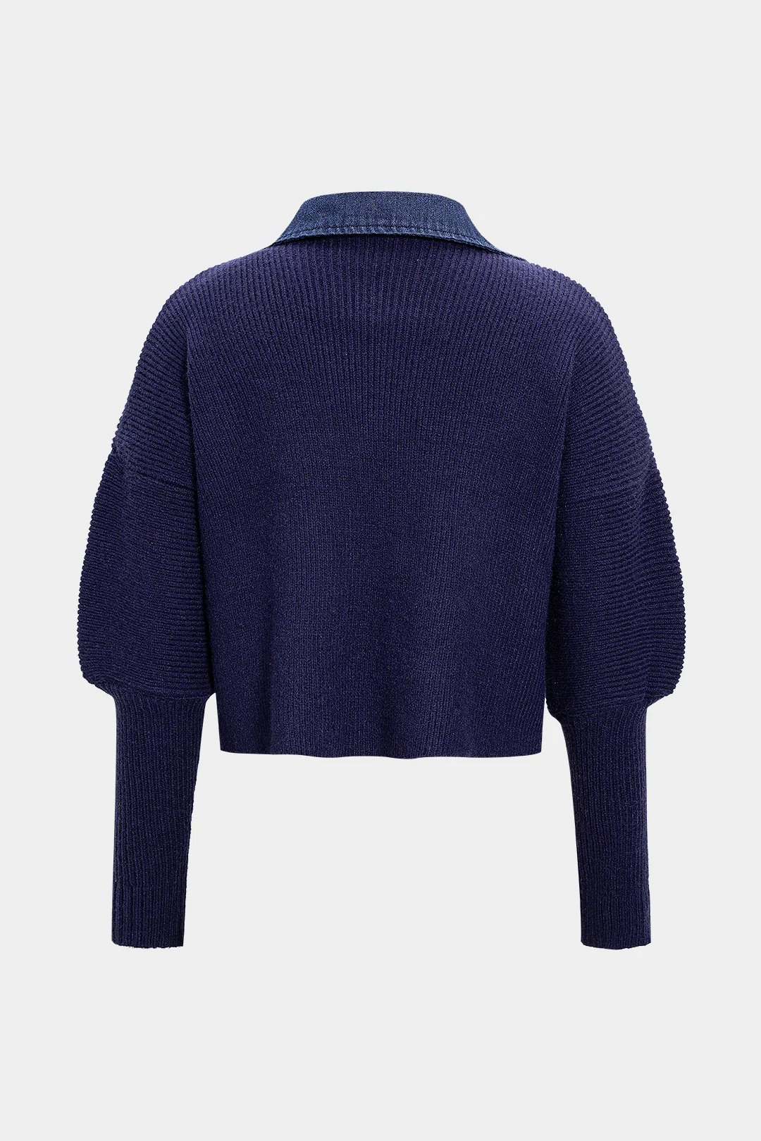 Knit Patchwork Frayed Button Long-Sleeve Top