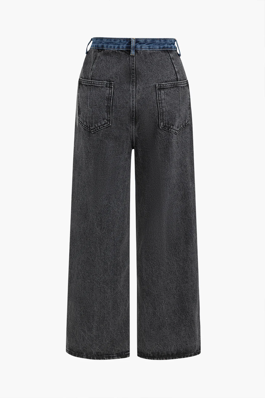 Patchwork Straight Leg Denim Jeans