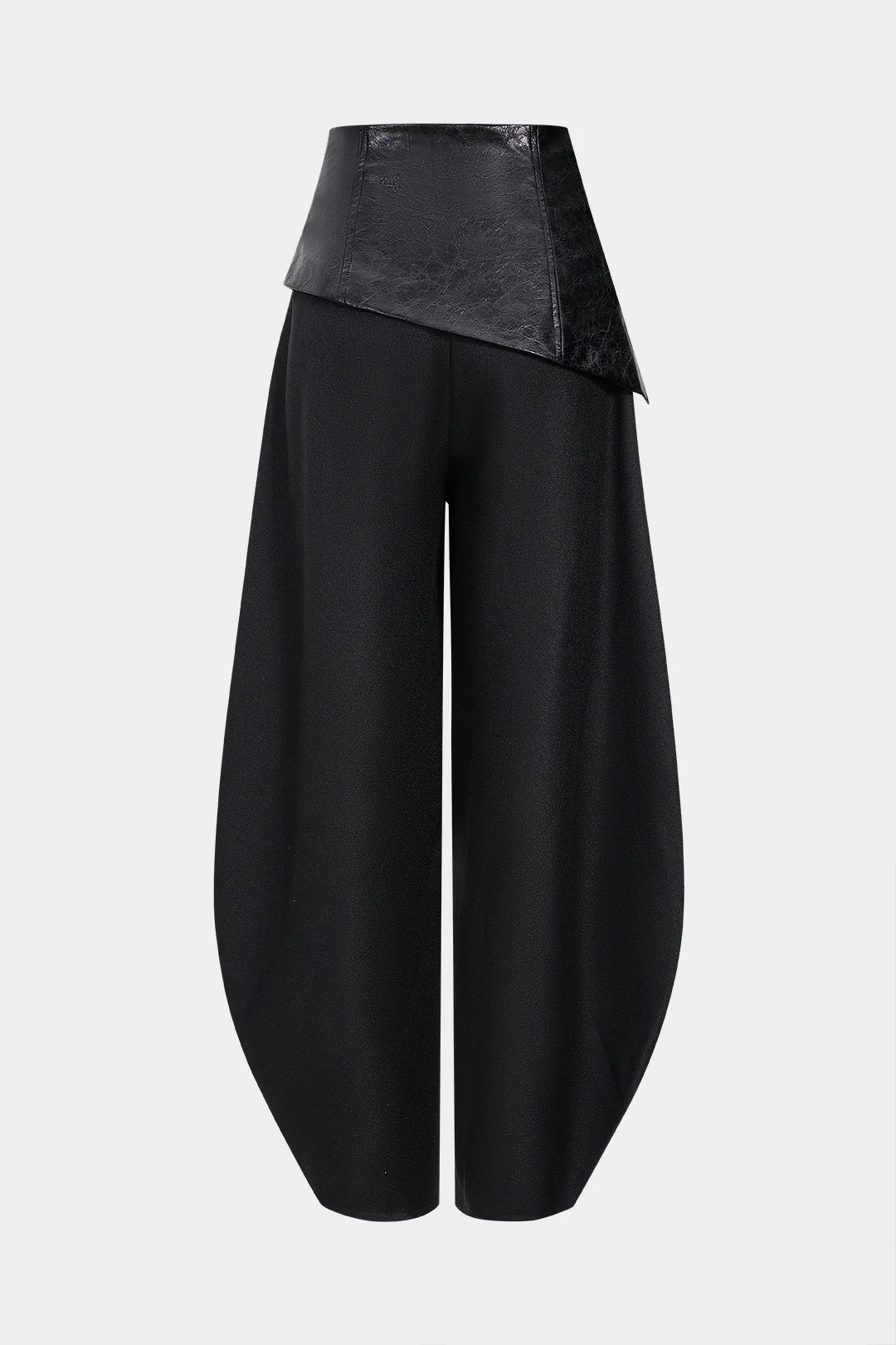 Faux Leather Metallic Asymmetrical Patchwork Trousers