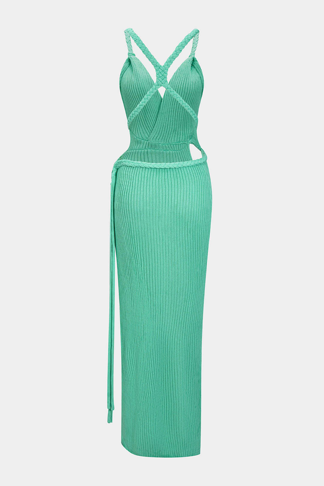 Knit Cut Out Braided Slip Sleeveless Dress